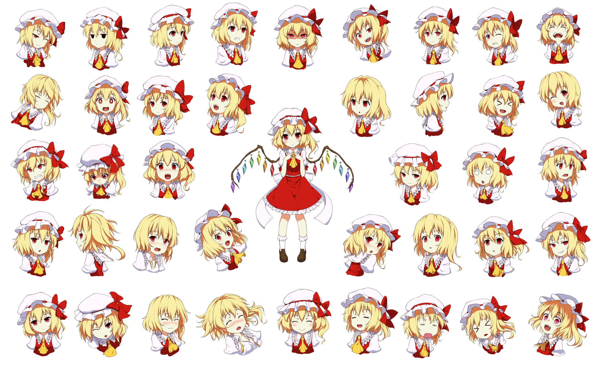 sleeping, touhou, flandre, 1080P, scarlet, wink, crying, hat, whip, mount, blush, HD Wallpaper