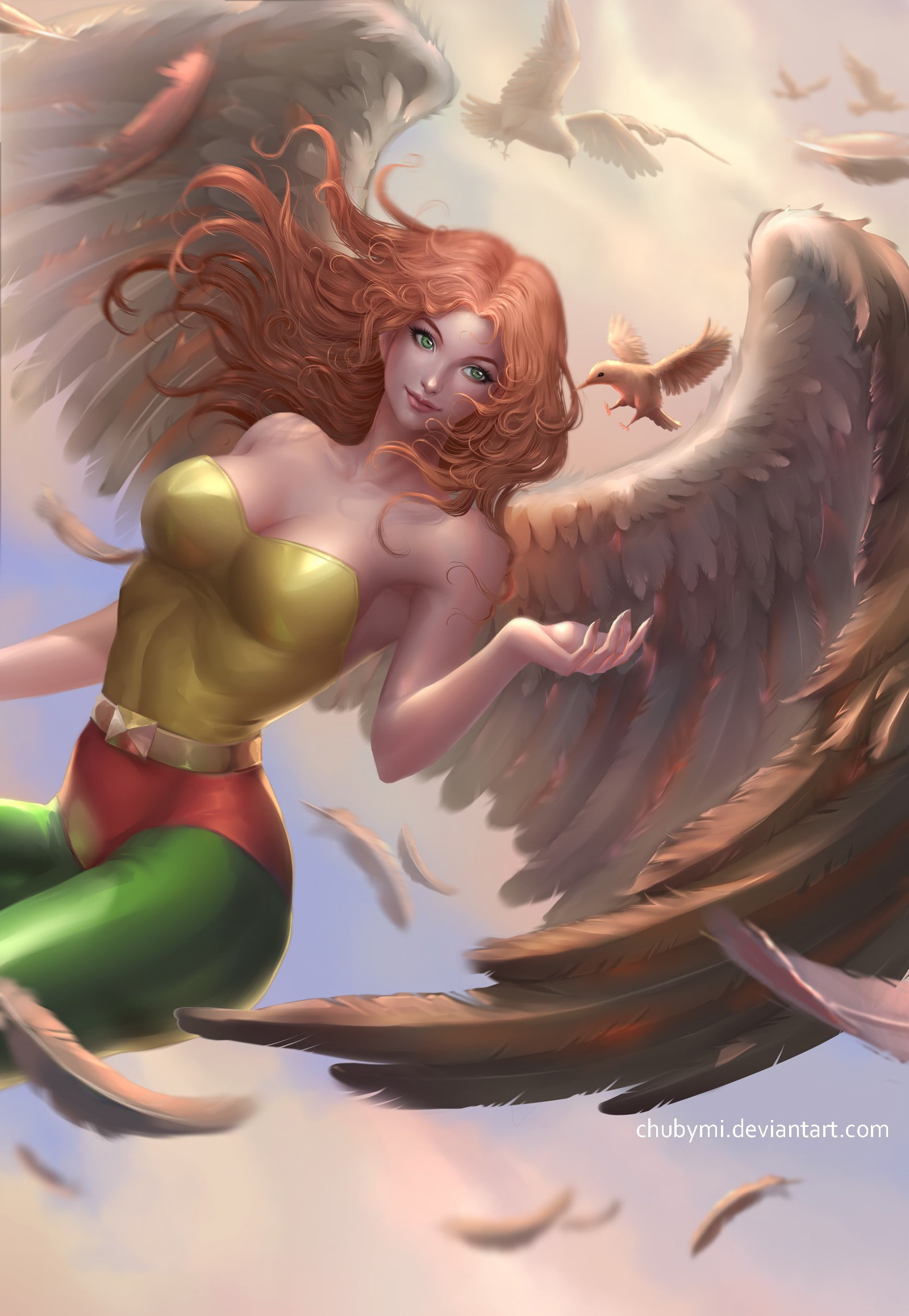 fantasy art, 1080P, Hawkgirl, angel, Phone HD Wallpaper