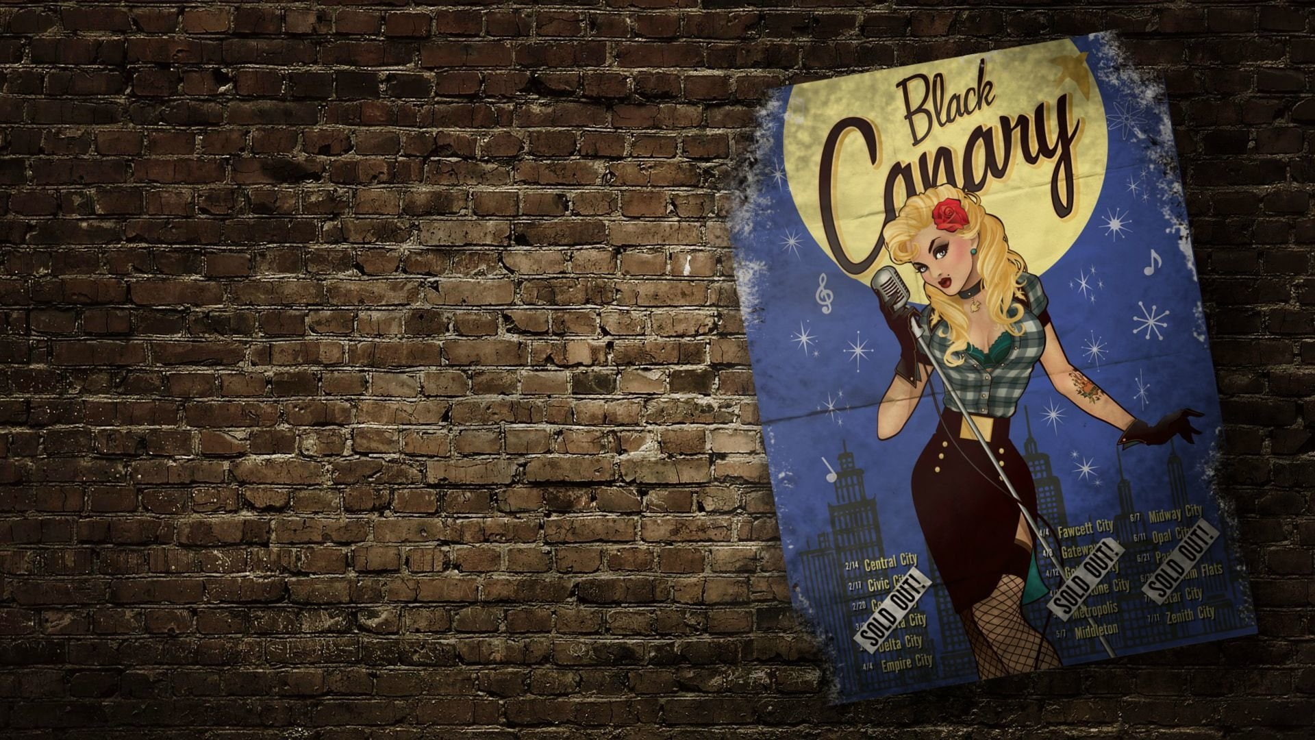 text, creativity, wall - building feature, Comics, brick, brick wall, graffiti, Black Canary, representation, mural, human representation, building exterior, HD Wallpaper