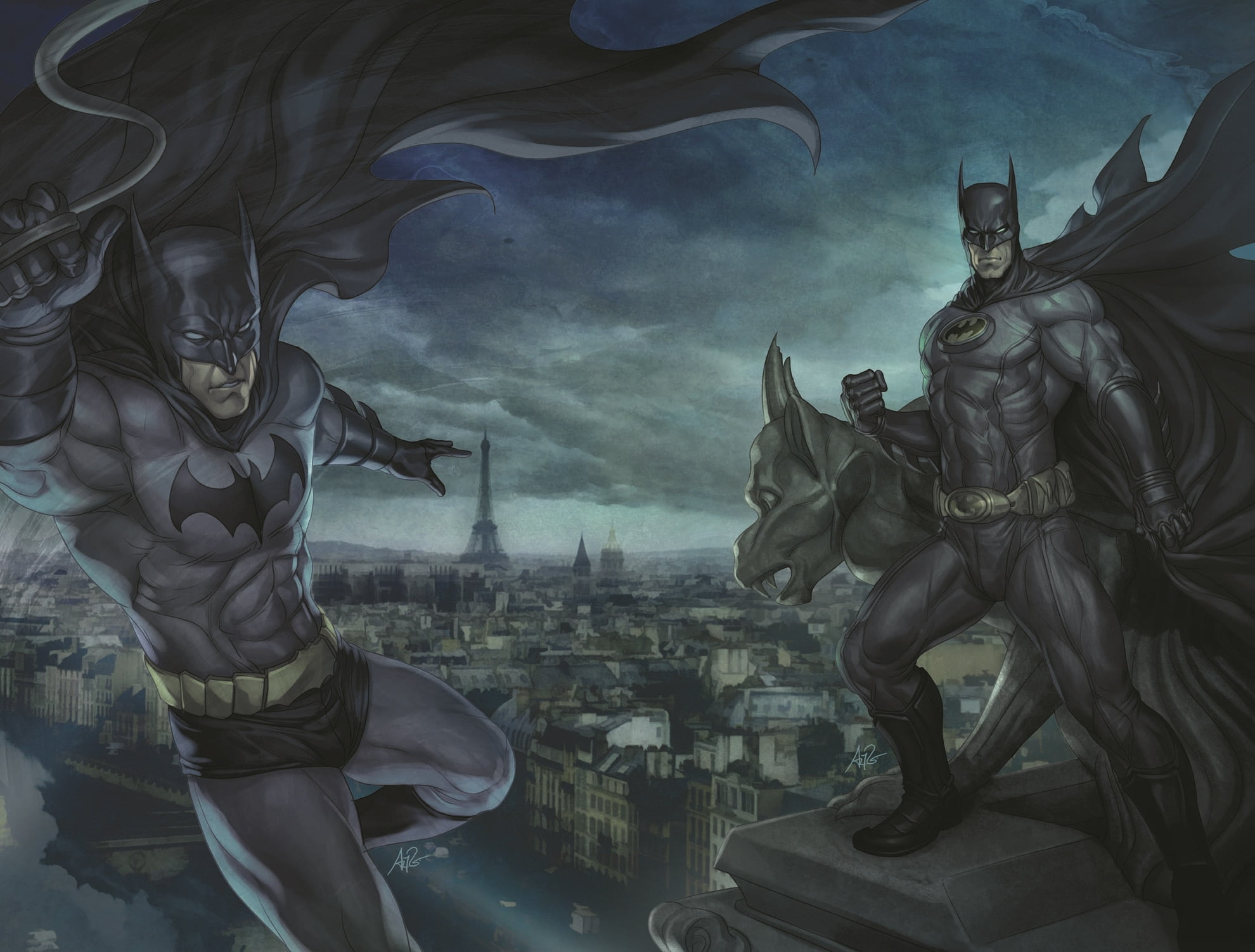 artgerm (stanley lau), Batman, building exterior, art and craft, cityscape, sky, representation, craft, sculpture, travel destinations, dc comics, city, HD Wallpaper