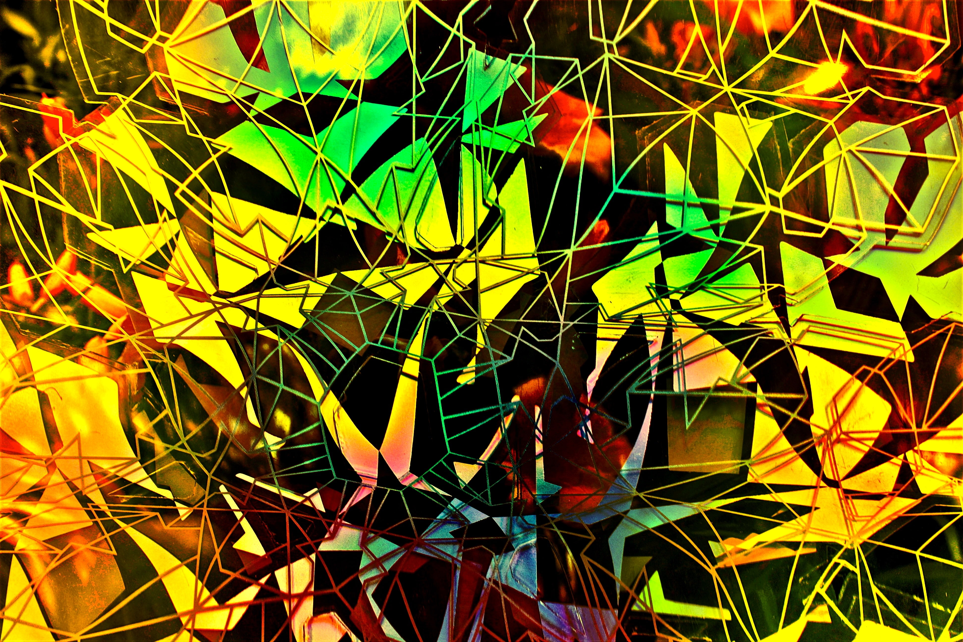 colors, triptych, 4K, shapes geometry, the refraction of light, fractals, HD Wallpaper