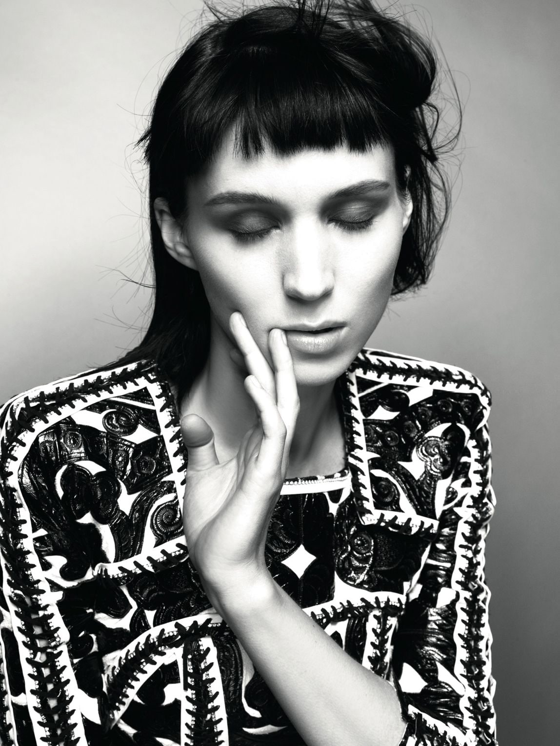 720P, monochrome, women, actress, Rooney Mara, Phone HD Wallpaper