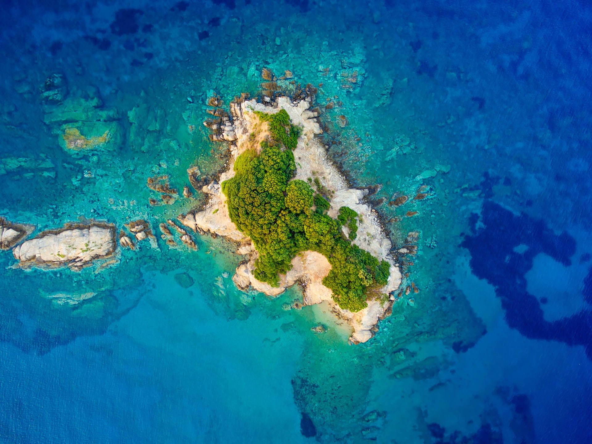sea, blue, Pacific Ocean, island, 1080P, rock, HD Wallpaper