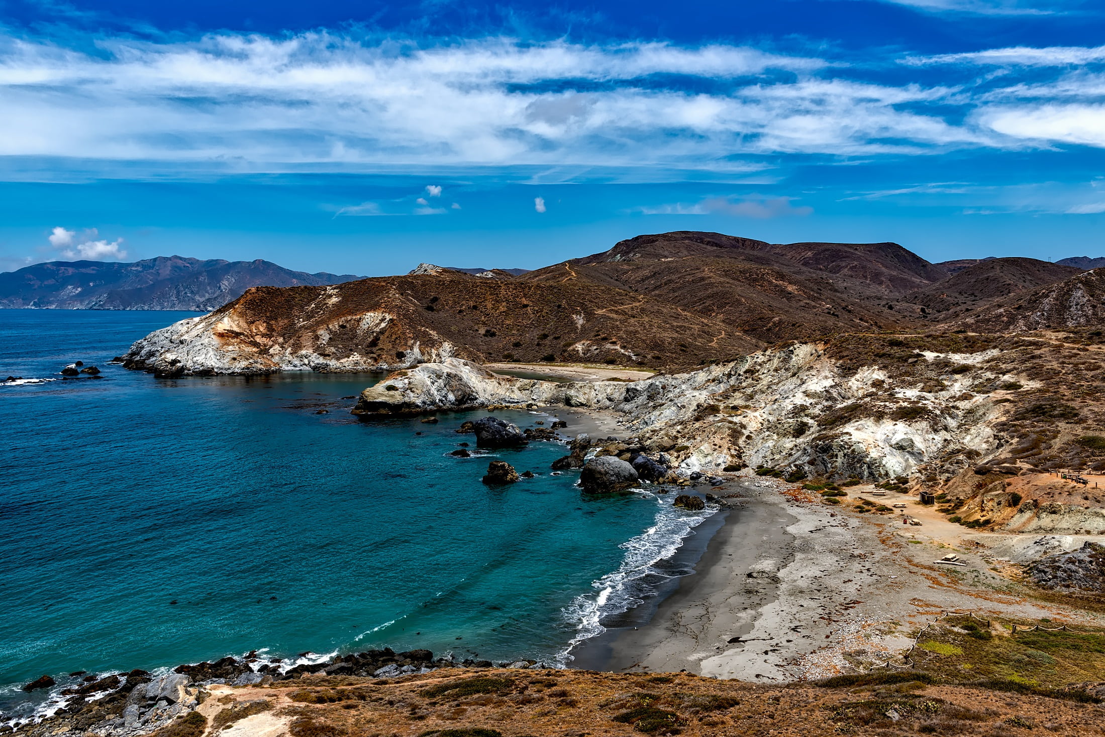 environment, tranquility, mountains, bay, landscape, beauty in nature, outdoors, sky, 1080P, beside, formation, mountain range, pacific, california, clouds, HD Wallpaper