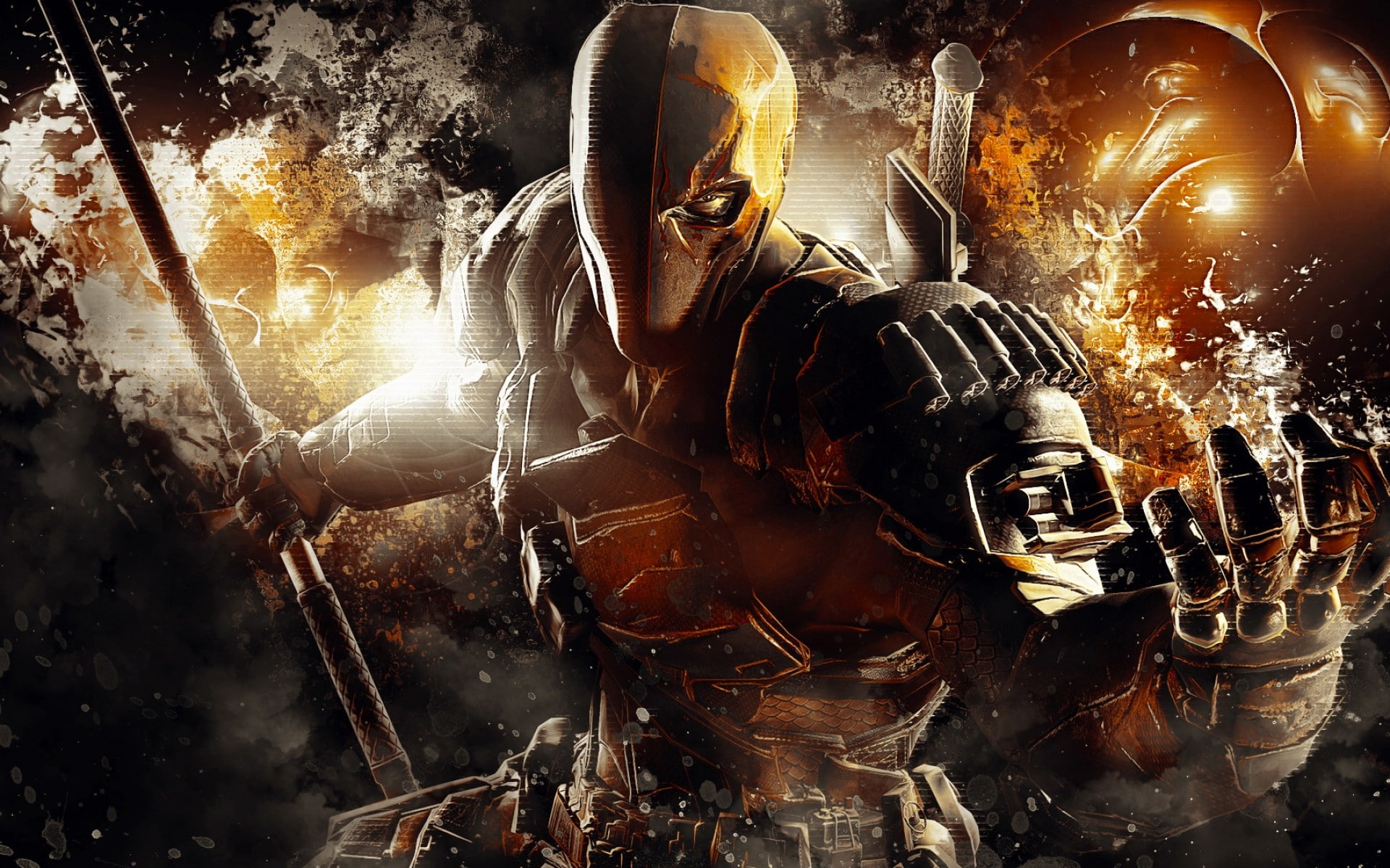 adult, helmet, smoke - physical structure, headwear, people, gas mask, night, technology, protective mask - workwear, indoors, security, Deathstroke, disguise, HD Wallpaper