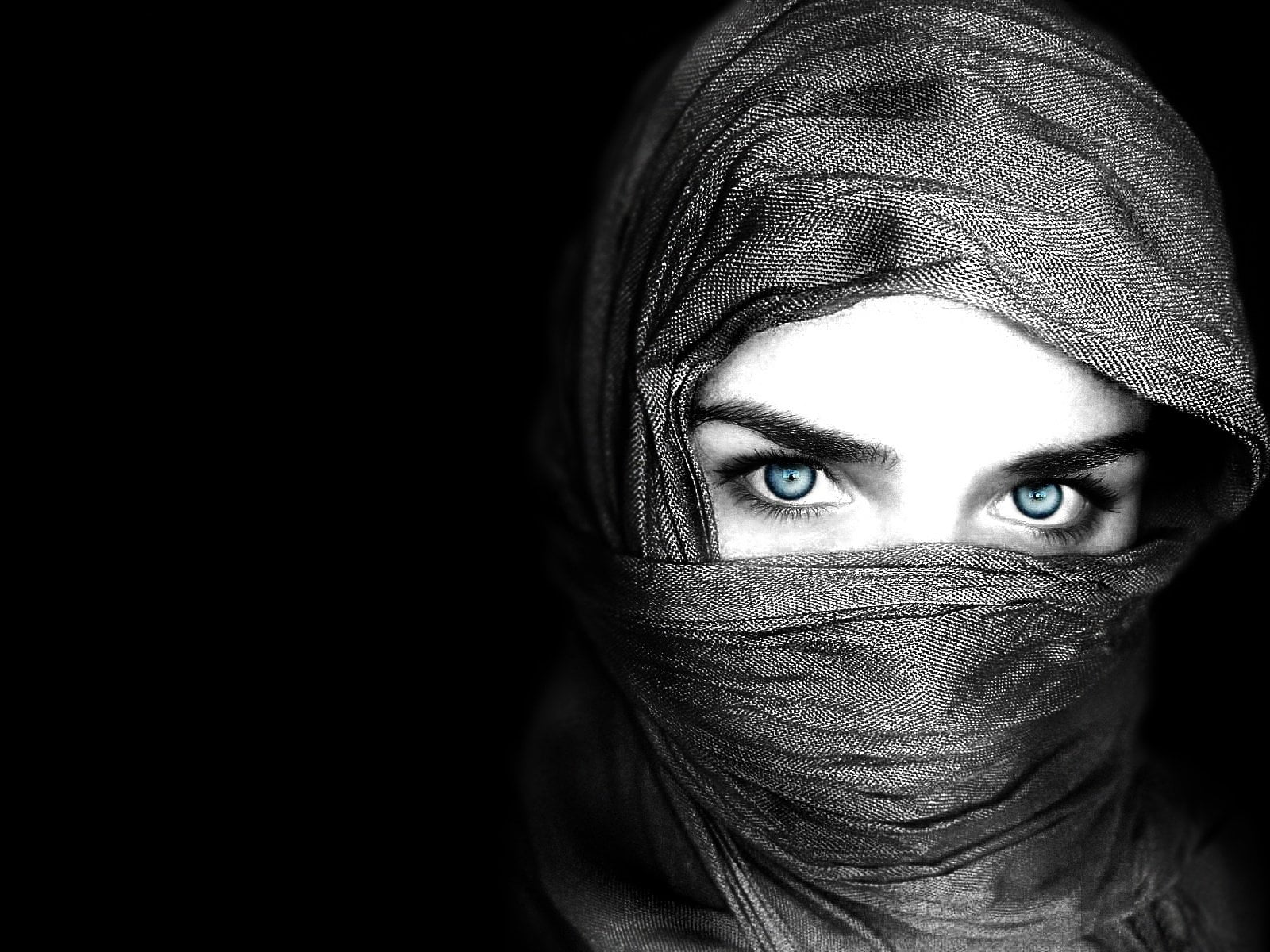 veil, adult, body part, human eye, depression - sadness, 720P, headshot, front view, young adult, indoors, looking at camera, one person, dark, obscured face, HD Wallpaper