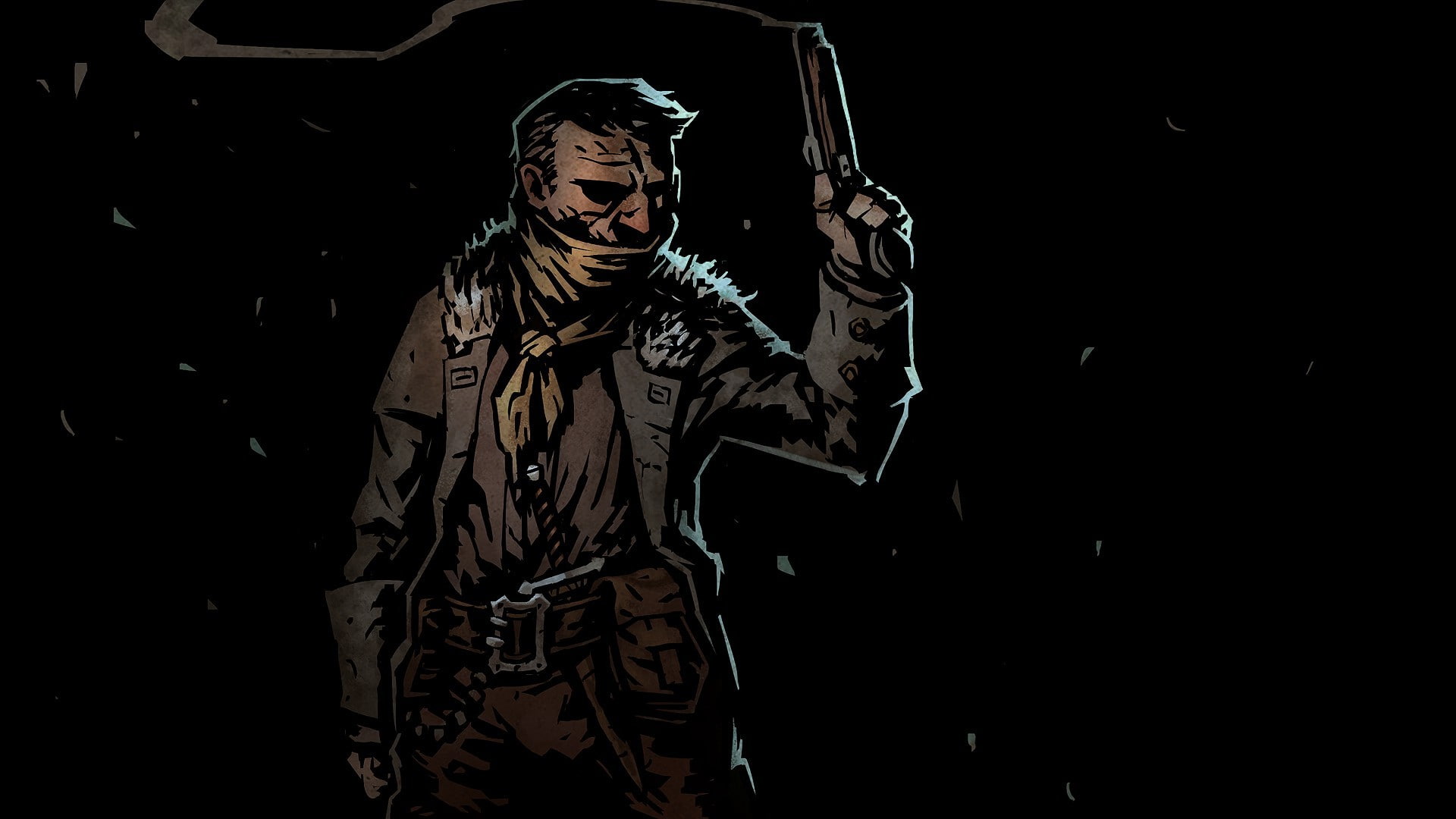 males, studio shot, waist up, Darkest Dungeon, night, black background, real people, Dark, scarf, copy space, holding, video games, three quarter length, HD Wallpaper
