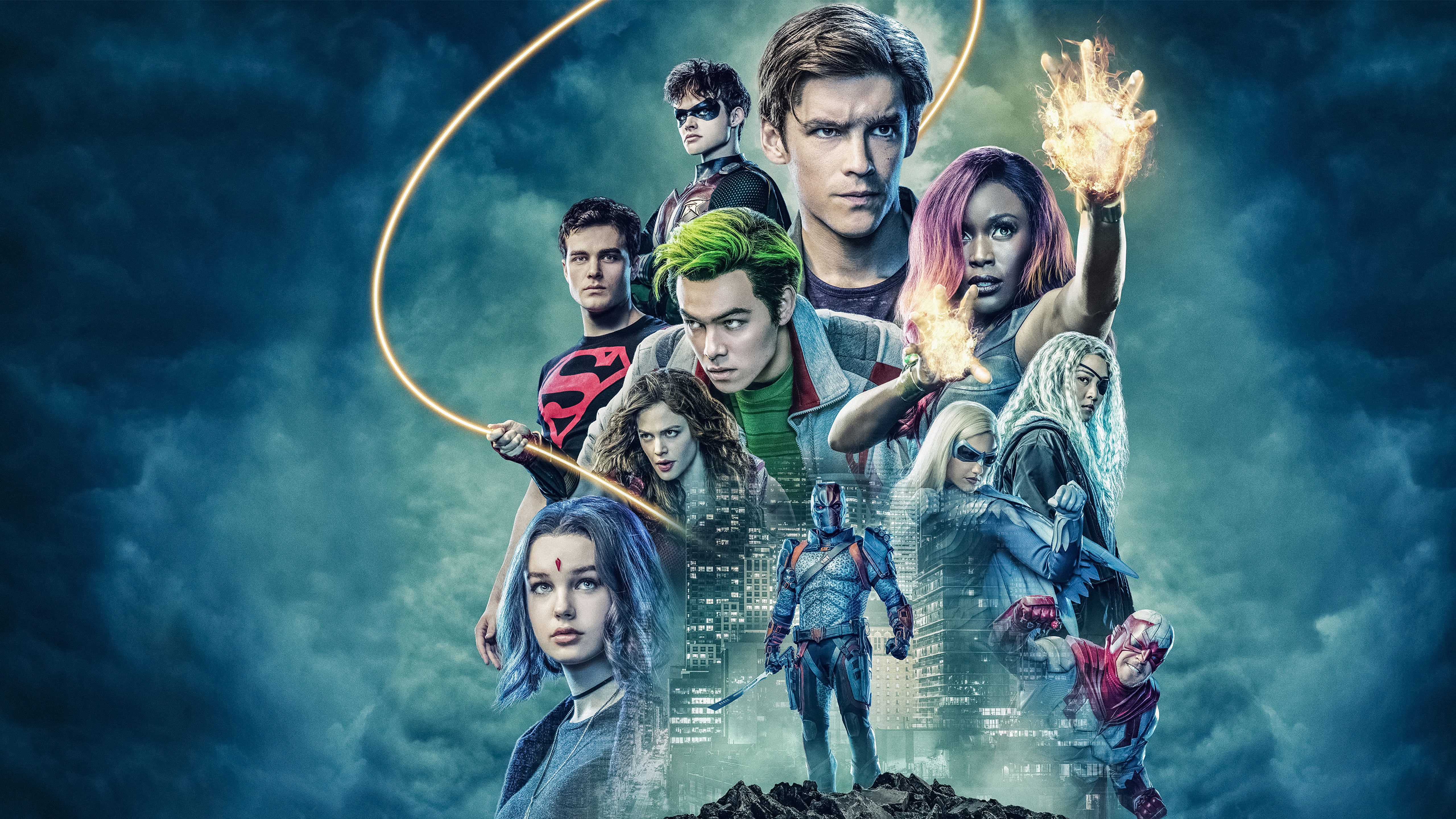 Curran Walters, Ravager (DC Comics), Deathstroke, Conor Leslie, Minka Kelly, Starfire (DC Comics), Esai Morales, Ryan Potter, Superboy, Rose Wilson, Brenton Thwaites, HD Wallpaper