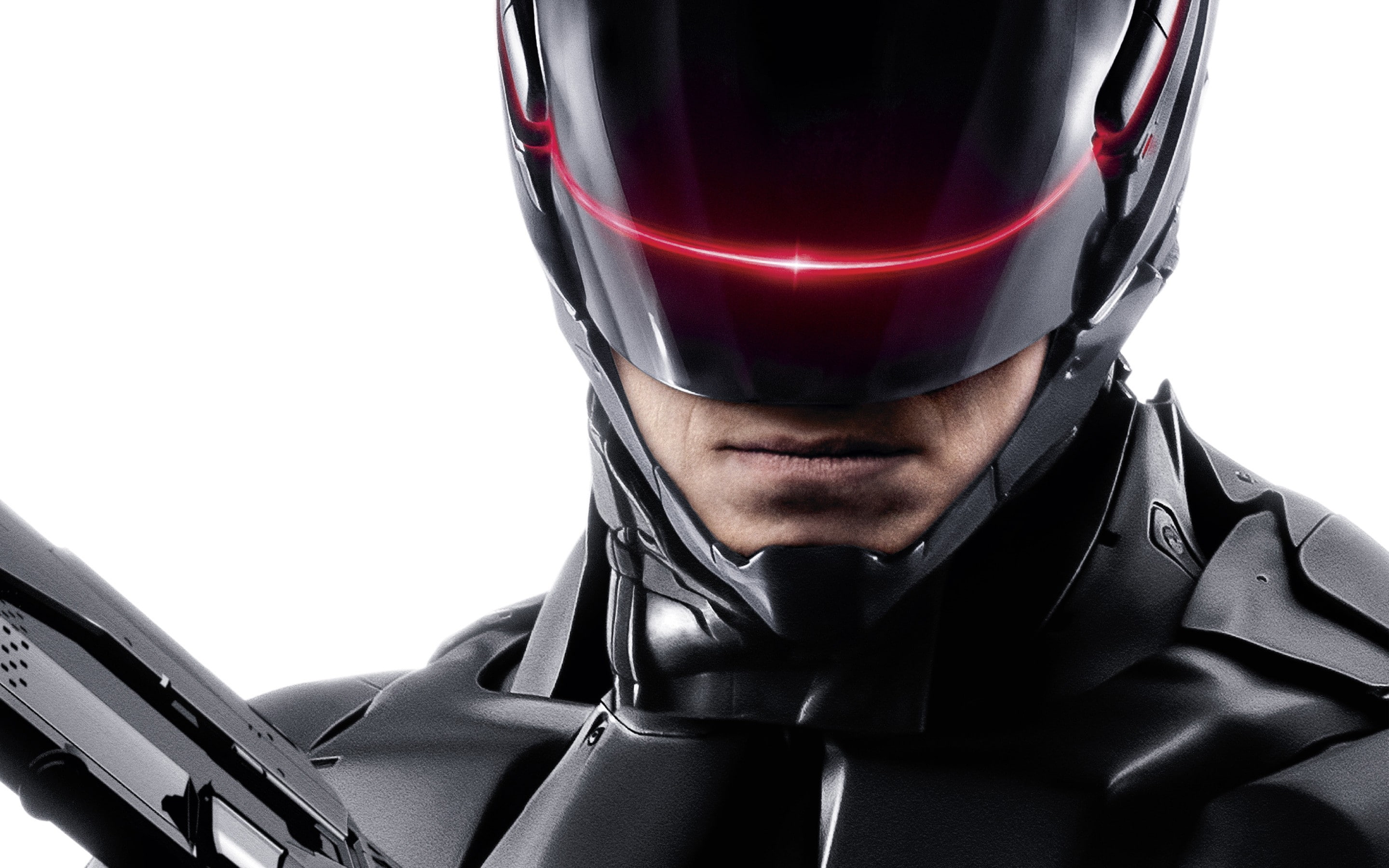 crash helmet, obscured face, one person, human body part, white background, headwear, front view, black color, helmet, movies, security, RoboCop, cut out, HD Wallpaper