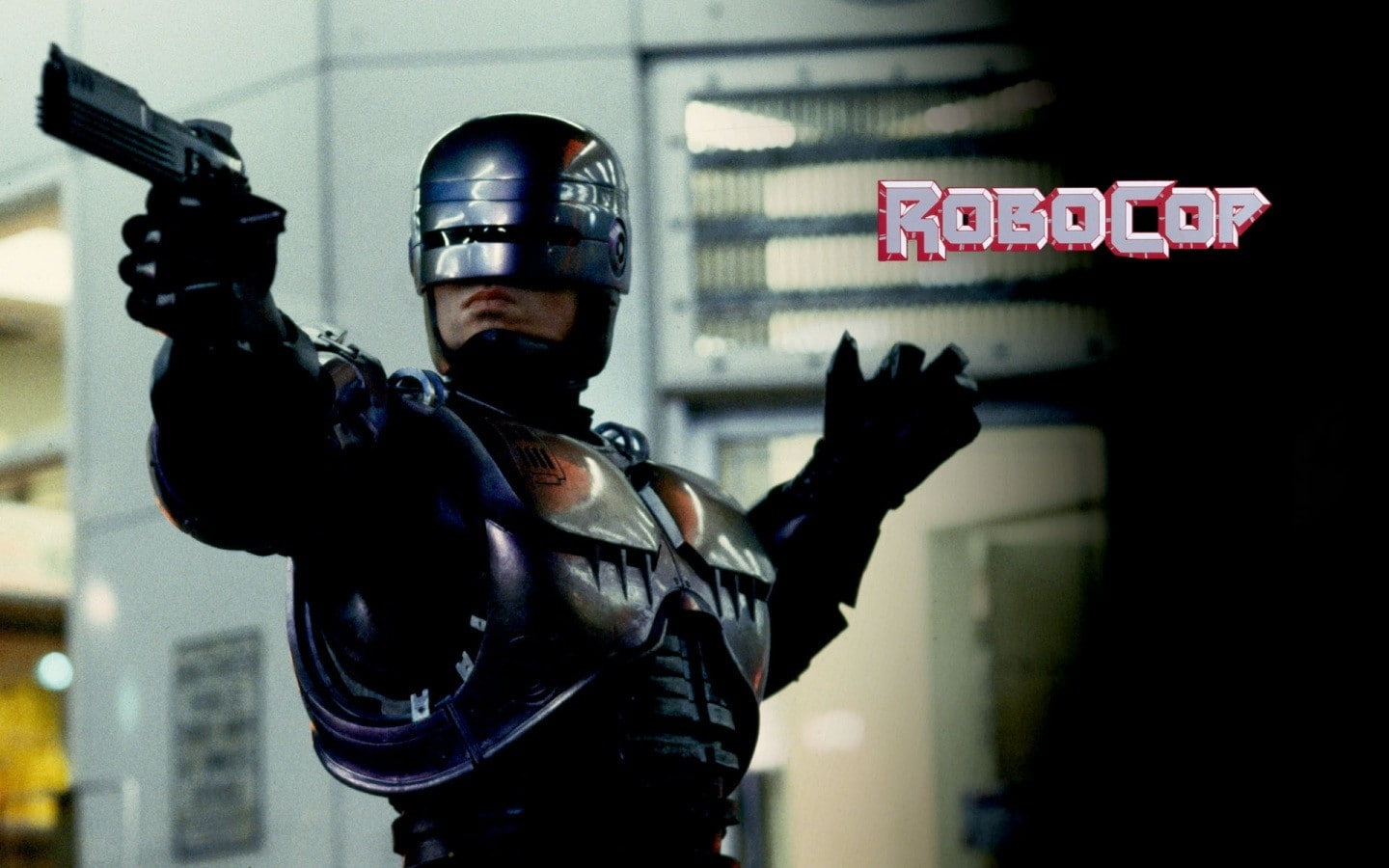 indoors, night, focus on foreground, aggression, gesturing, headwear, text, three quarter length, obscured face, western script, communication, Peter Weller, HD Wallpaper