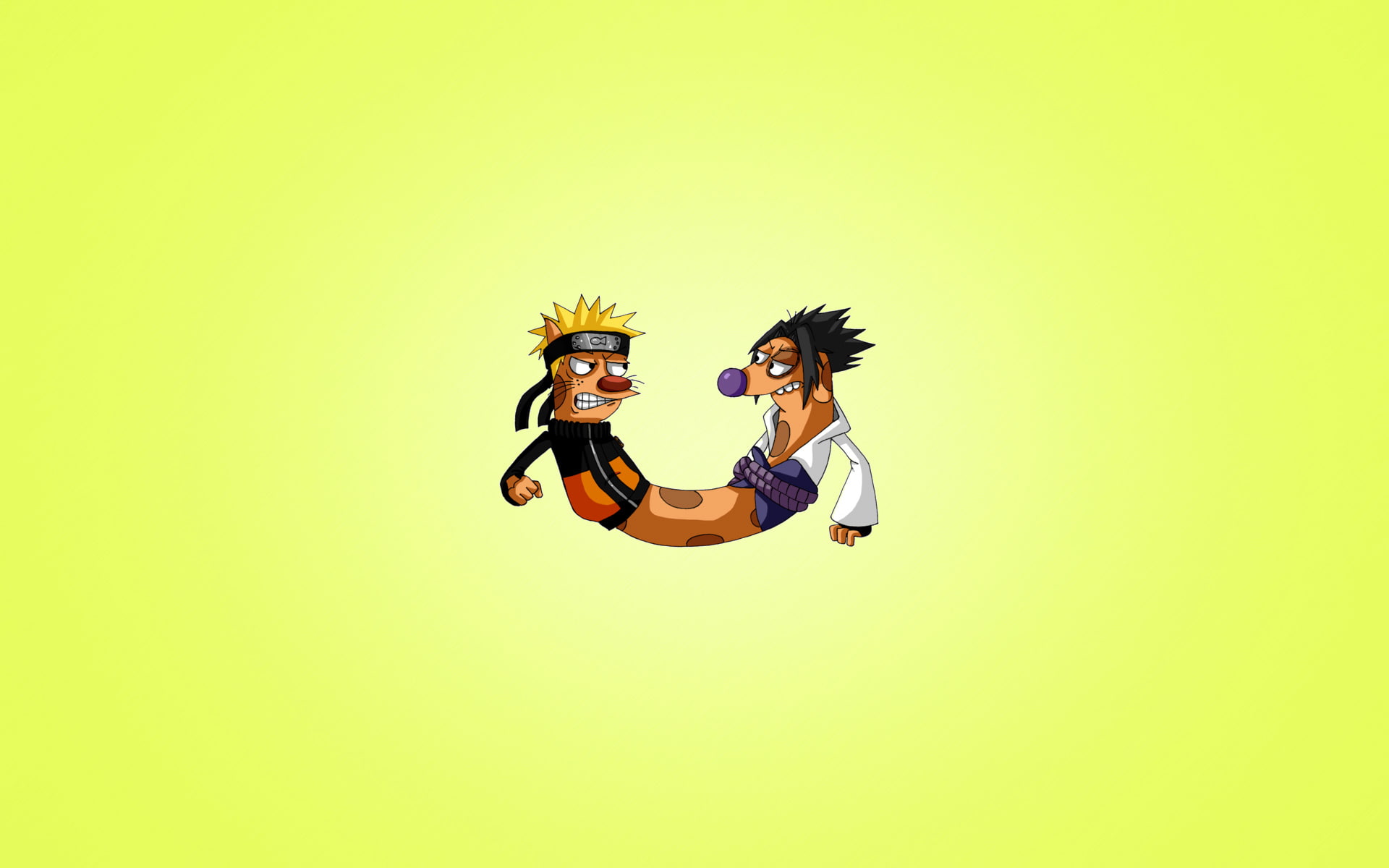 minimalism, naruto, illustration, cat and dog, Kotopes, the trick, sasuke, 1080P, CatDog, HD Wallpaper