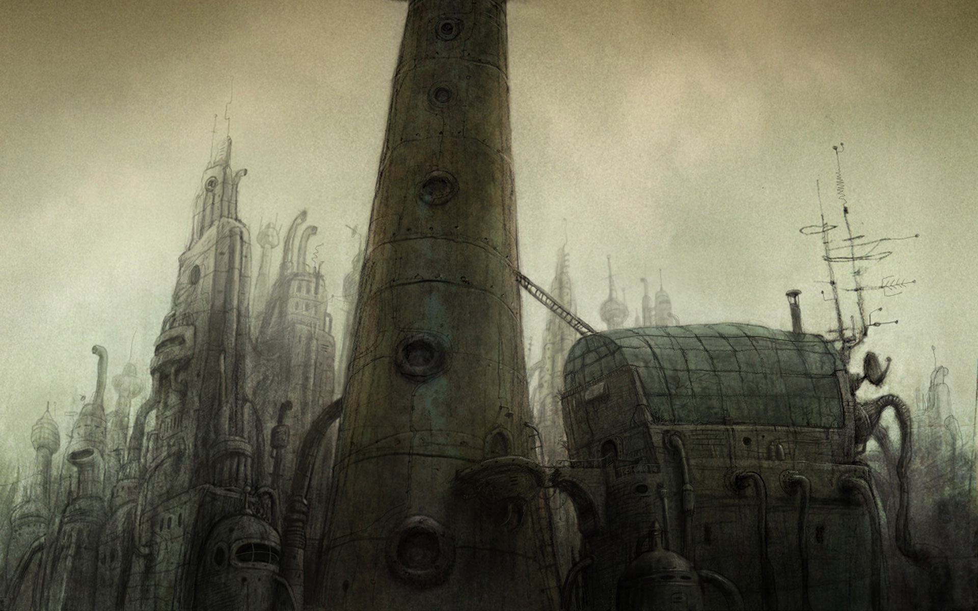 spire, architecture, built structure, travel destinations, place of worship, history, spirituality, city, low angle view, Machinarium, video games, building exterior, HD Wallpaper