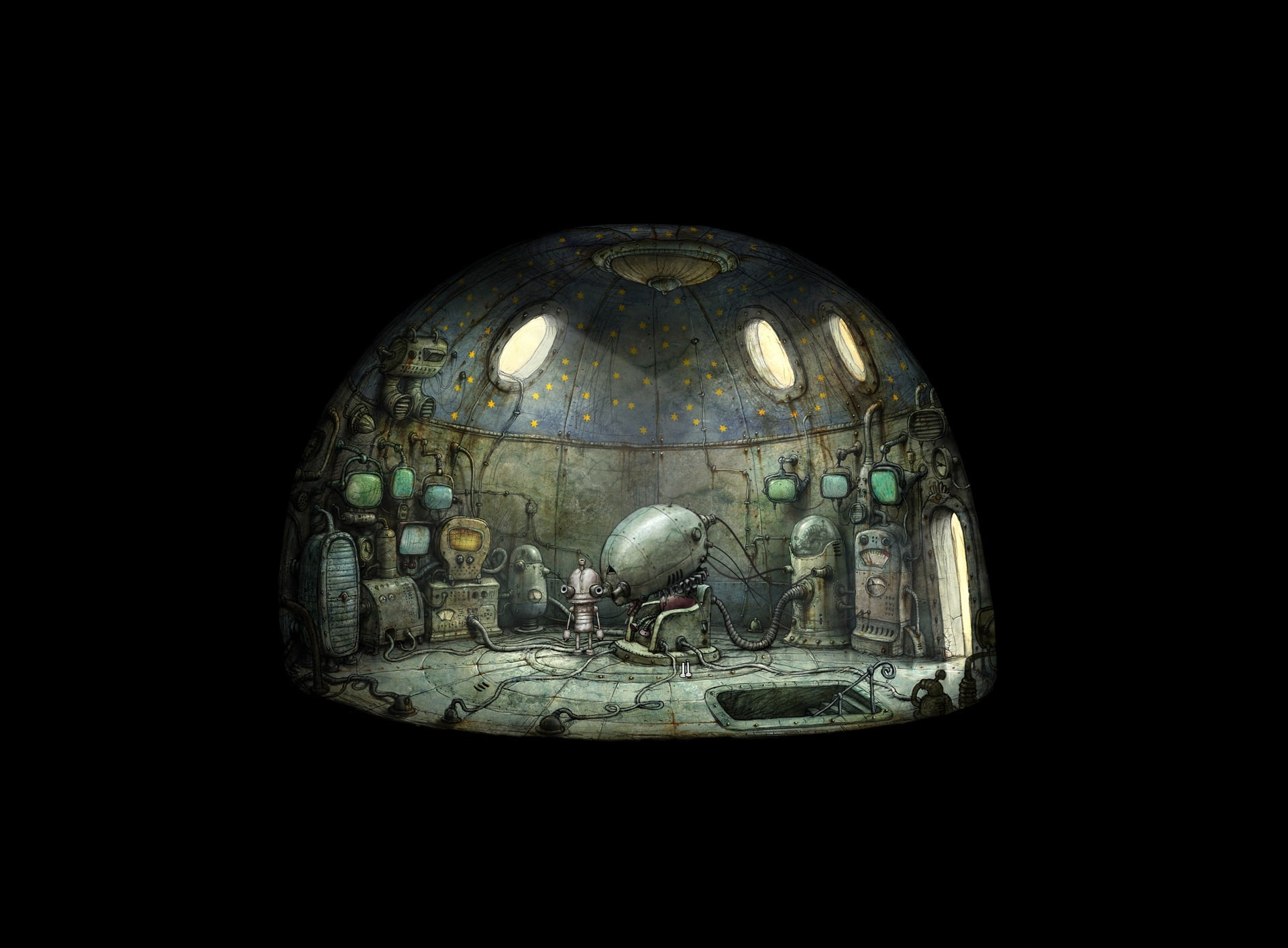 sphere, illuminated, Games, dome, old, history, 1080P, belief, built structure, spirituality, studio shot, still life, Machinarium, indoors, HD Wallpaper