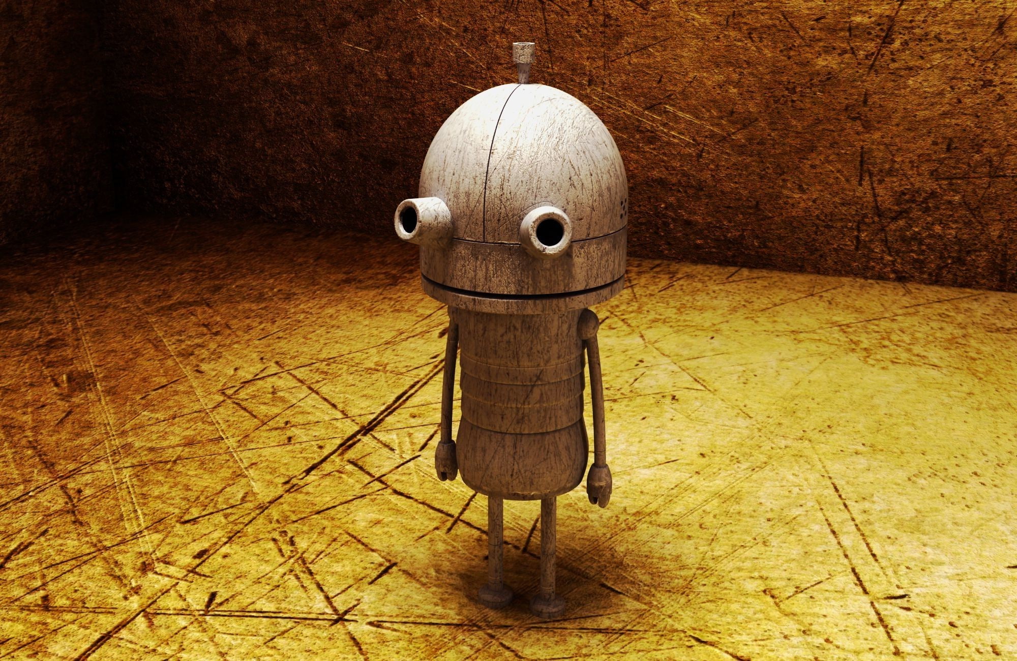 1080P, digital art robot machinarium 3d video games simple scratches room, HD Wallpaper