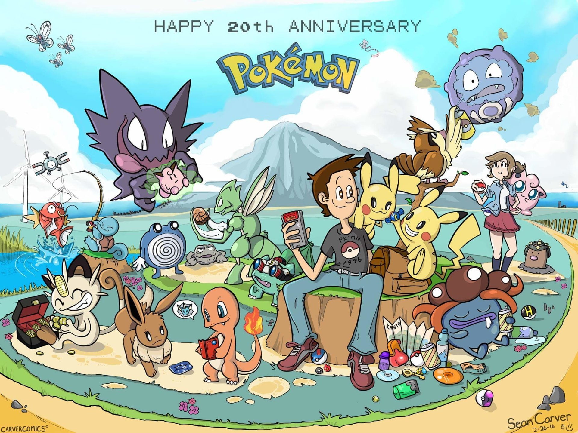 Gloom (Pokémon), Eevee (Pokémon), Poliwhirl (Pokémon), Butterfree (Pokémon), Charmander (Pokémon), Pokémon, Haunter (Pokémon), 1080P, Mew (Pokémon), Jigglypuff (Pokémon), HD Wallpaper
