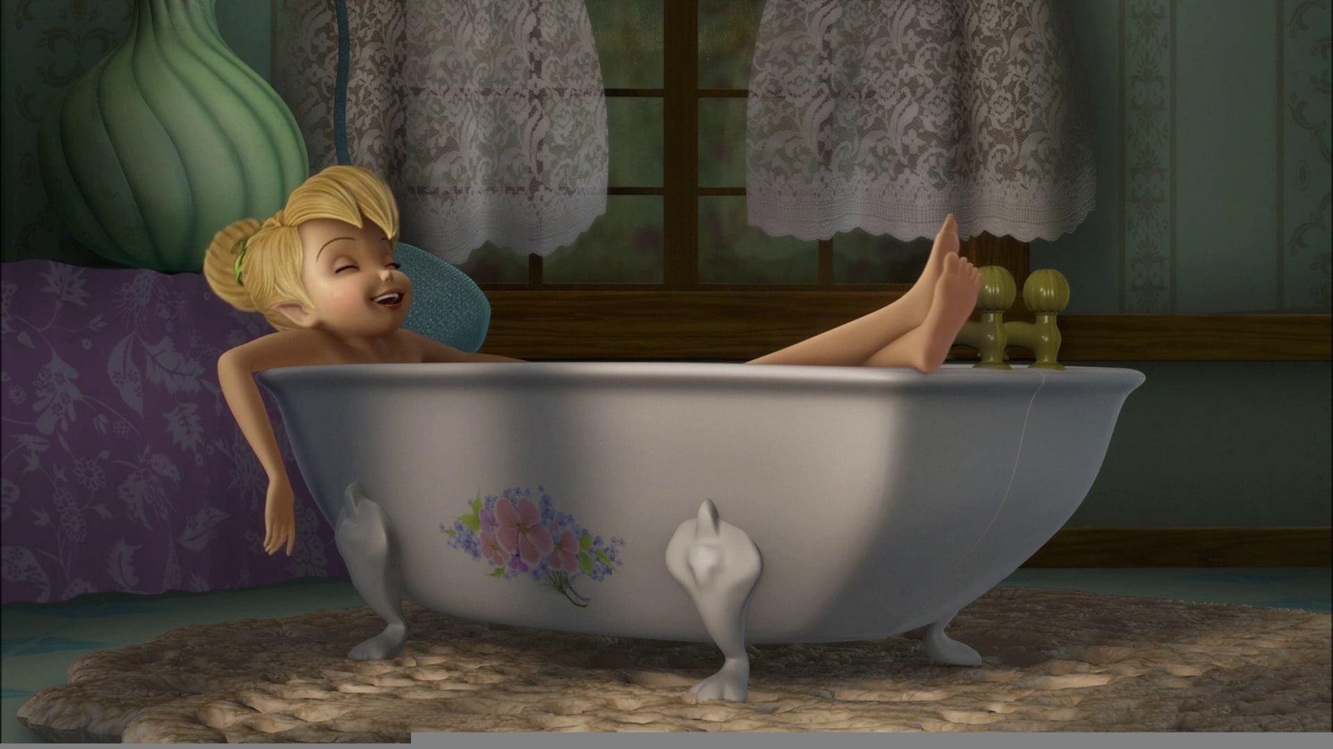 window, bathroom, curtains, Tinker Bell, fairy, 1080P, HD Wallpaper