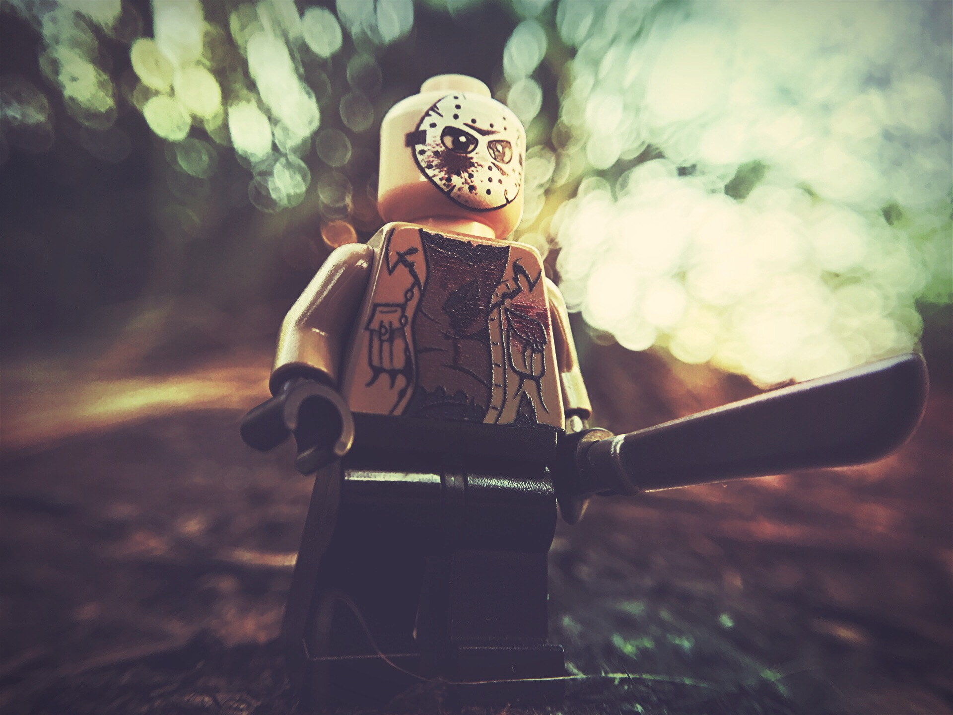 forest, no people, halloween, Jason Voorhees, protection, nature, day, 1080P, security, bone, outdoors, spooky, tree, human representation, plant, LEGO, HD Wallpaper