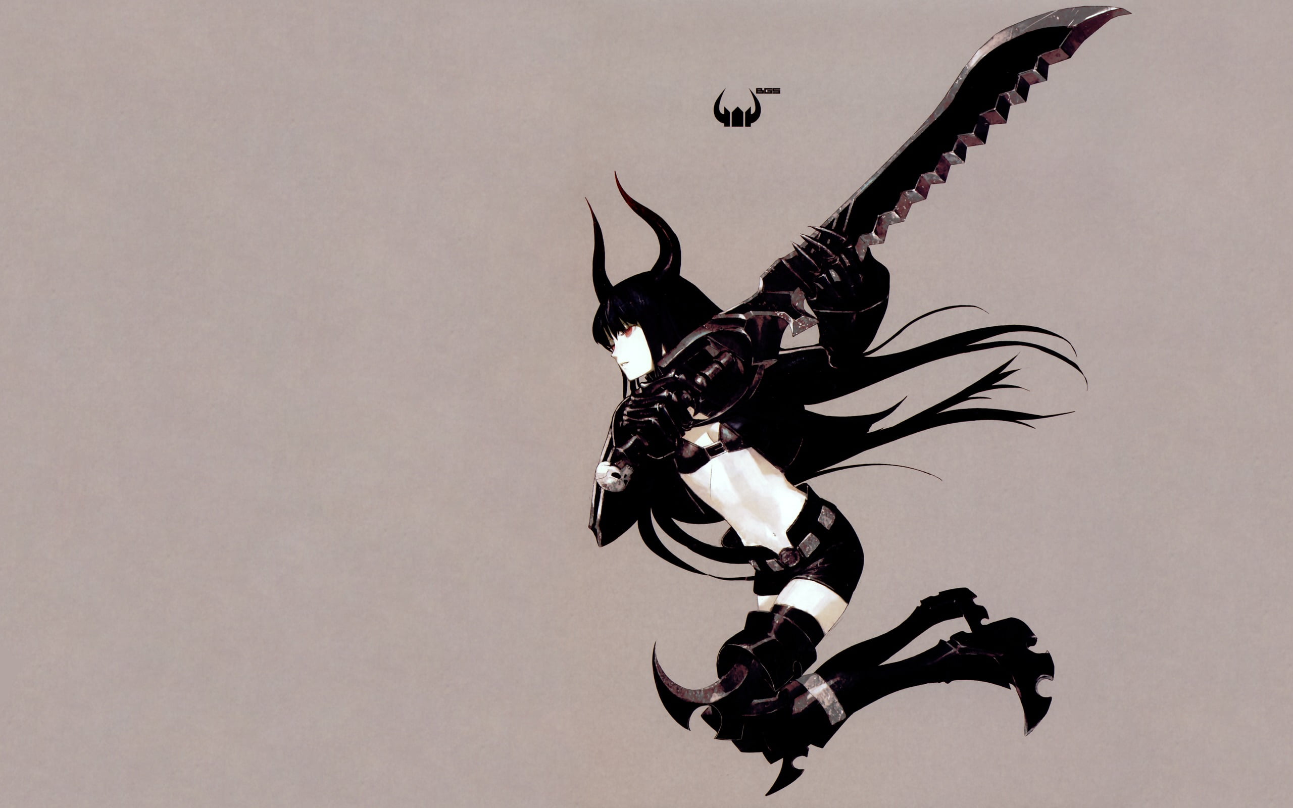 no people, art and craft, Black Gold Saw, studio shot, indoors, Black Rock Shooter, flying, shadow, gray, gray background, jumping, paper, 2K, creativity, HD Wallpaper