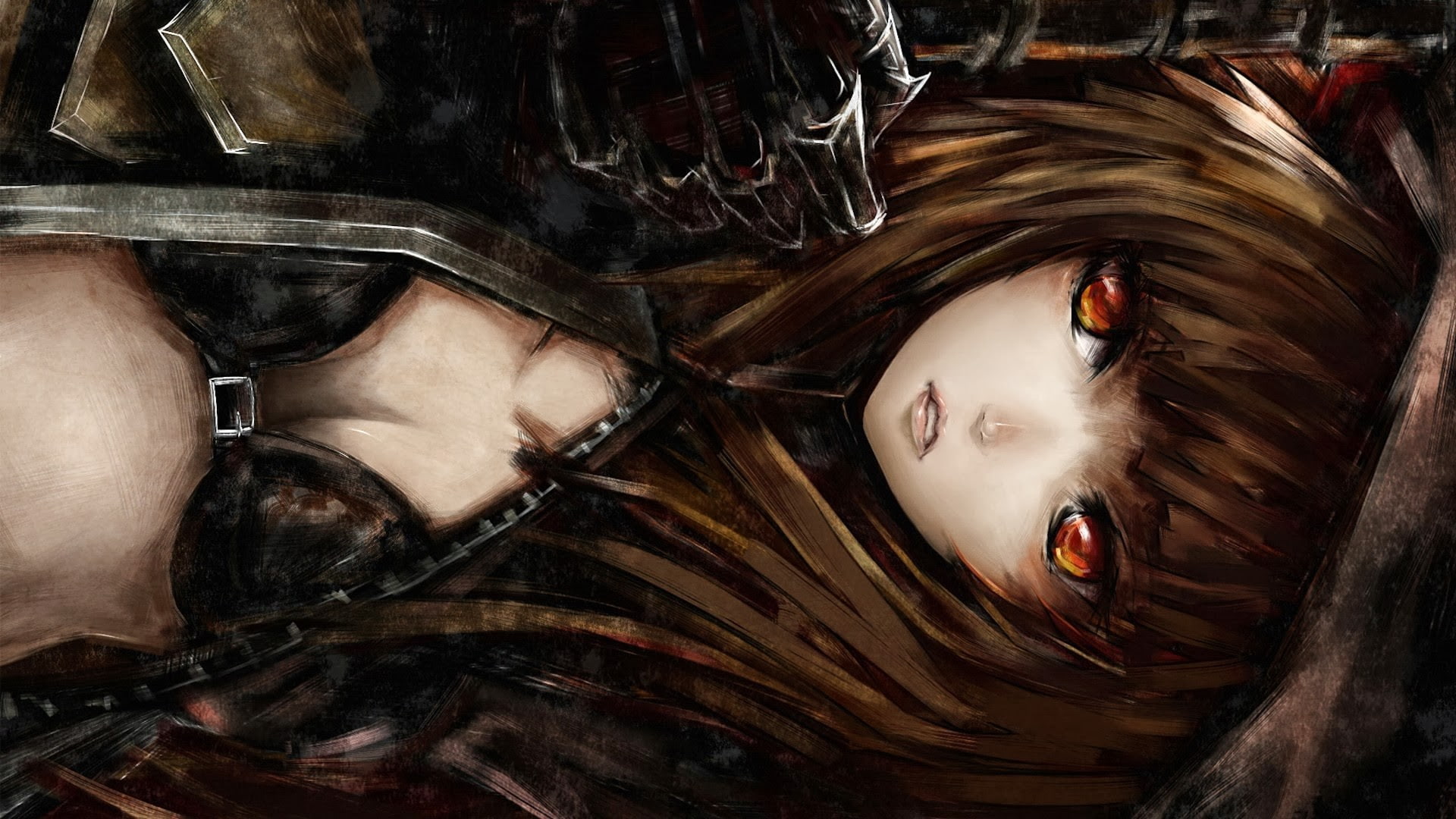 beautiful woman, human body part, Black Rock Shooter, women, beauty, hairstyle, young adult, hair, anime, one person, cleavage, long hair, Black Gold Saw, HD Wallpaper