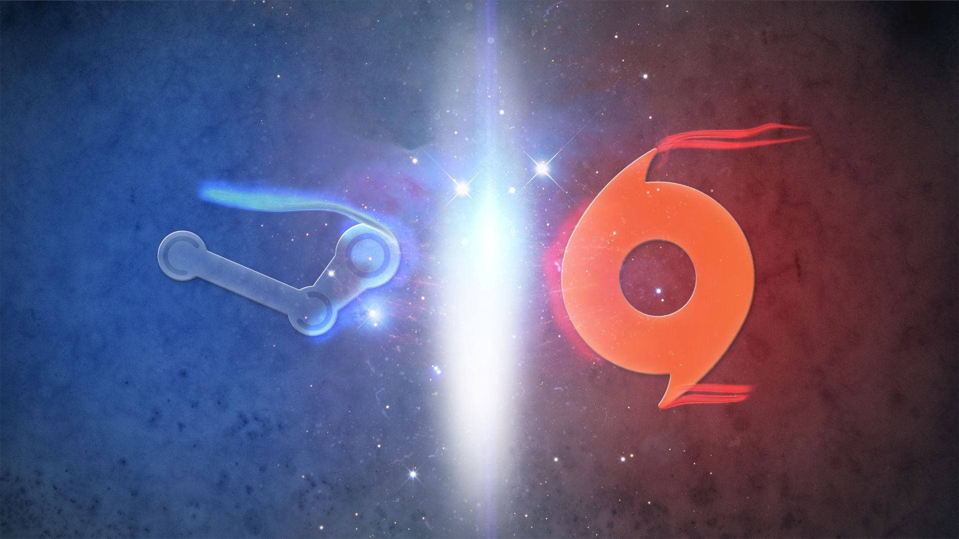 light - natural phenomenon, colored background, illuminated, 1080P, blue, red, digital composite, Steam (software), close-up, sign, night, indoors, lens flare, HD Wallpaper