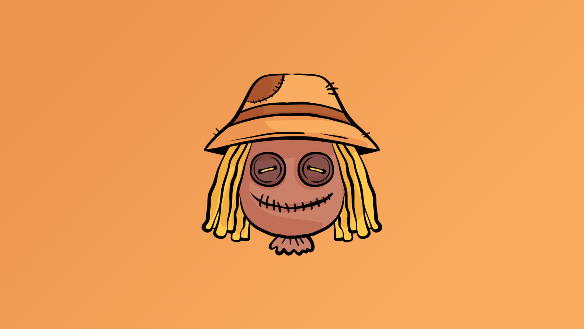 digital, orange background, Scarecrow (character), 1080P, simple background, HD Wallpaper