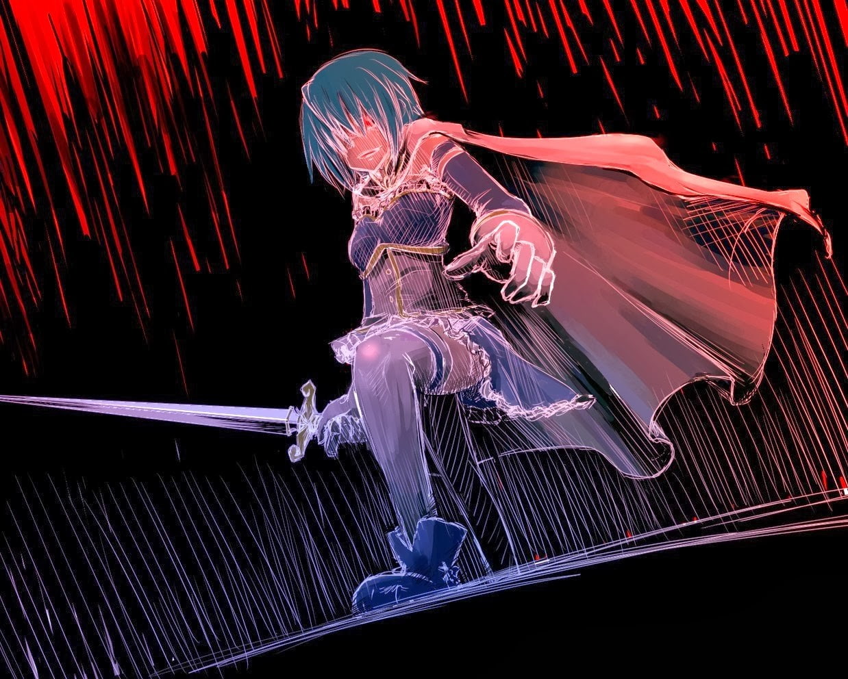 illuminated, Miki Sayaka, blurred motion, anime girls, pattern, human representation, complexity, Mahou Shoujo Madoka Magica, red, art and craft, no people, HD Wallpaper