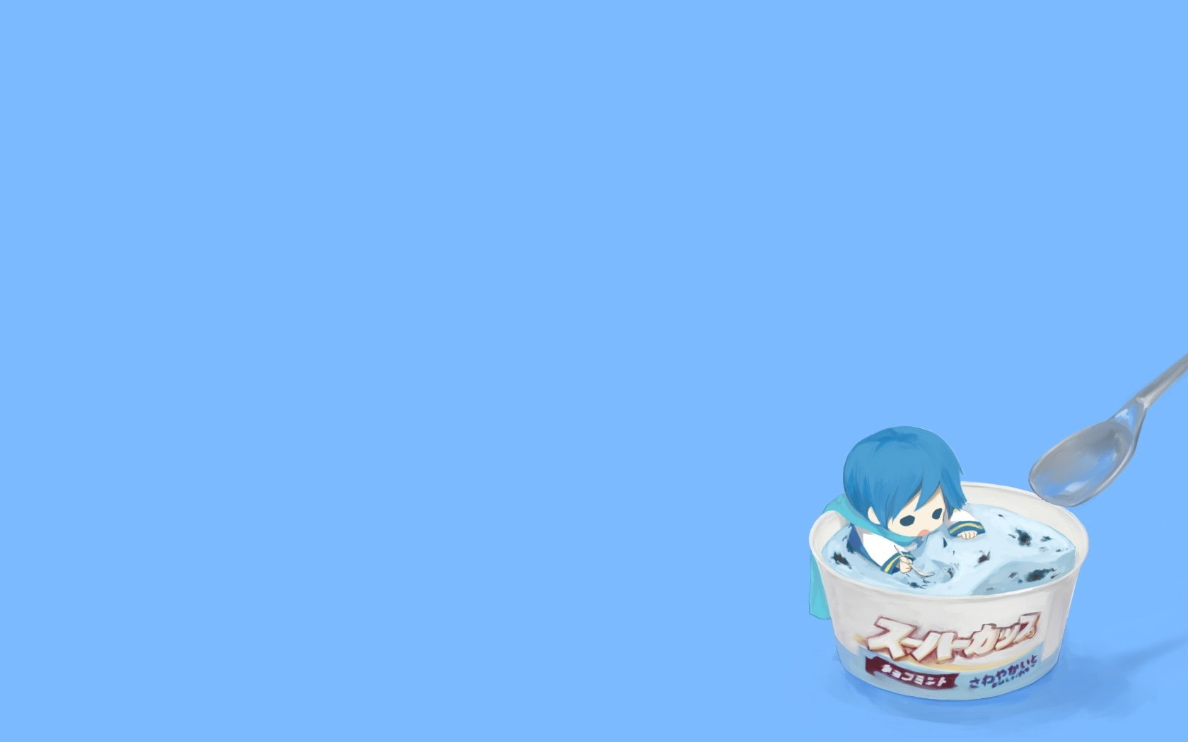 anime girls, 720P, Miki Sayaka, solid color, ice cream, Mahou Shoujo Madoka Magica, HD Wallpaper