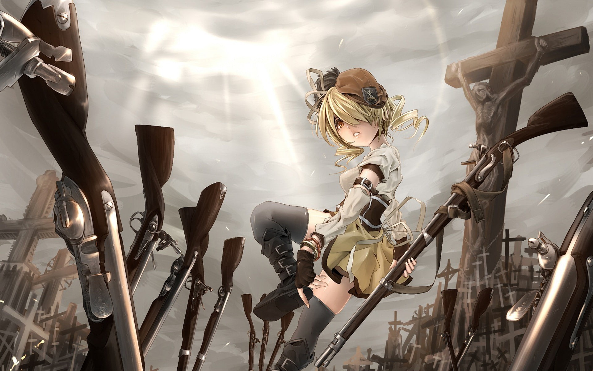 Mahou Shoujo Madoka Magica, Tomoe Mami, anime girls, 1080P, HD Wallpaper