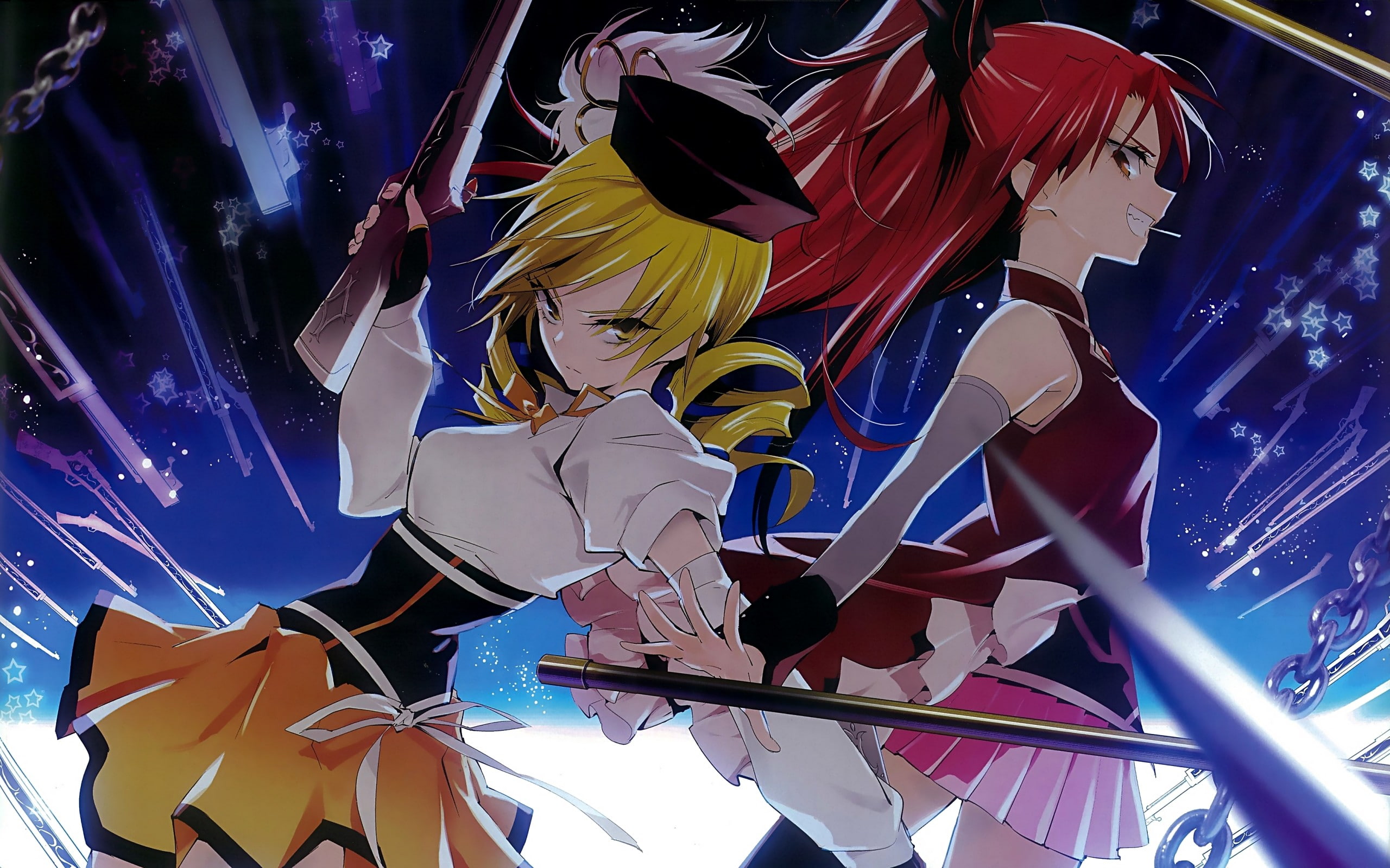 Tomoe Mami, 2K, Mahou Shoujo Madoka Magica, Sakura Kyoko, HD Wallpaper