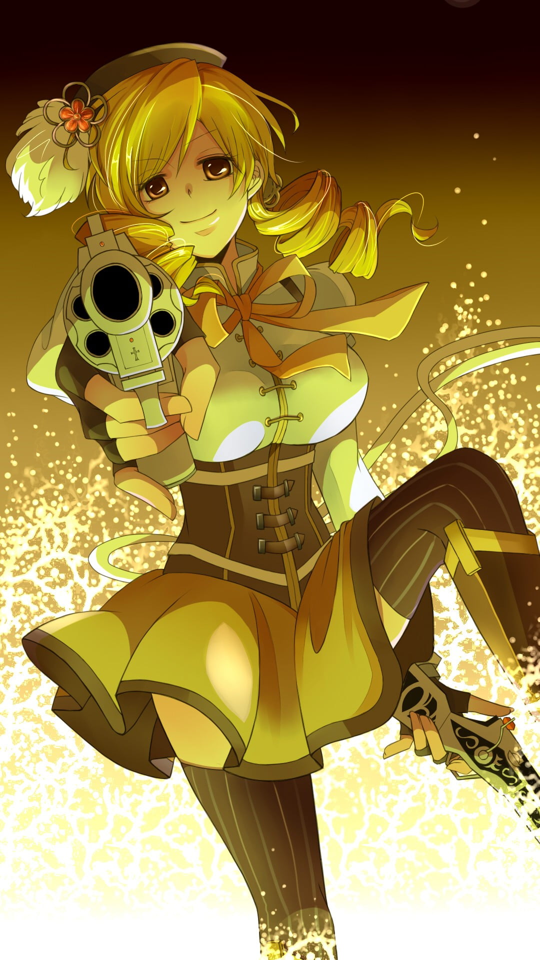 1080P, water, motion, Tomoe Mami, yellow, fun, indoors, cartoon, character, anime girls, sport, nature, anime, communication, activity, vitality, Phone HD Wallpaper