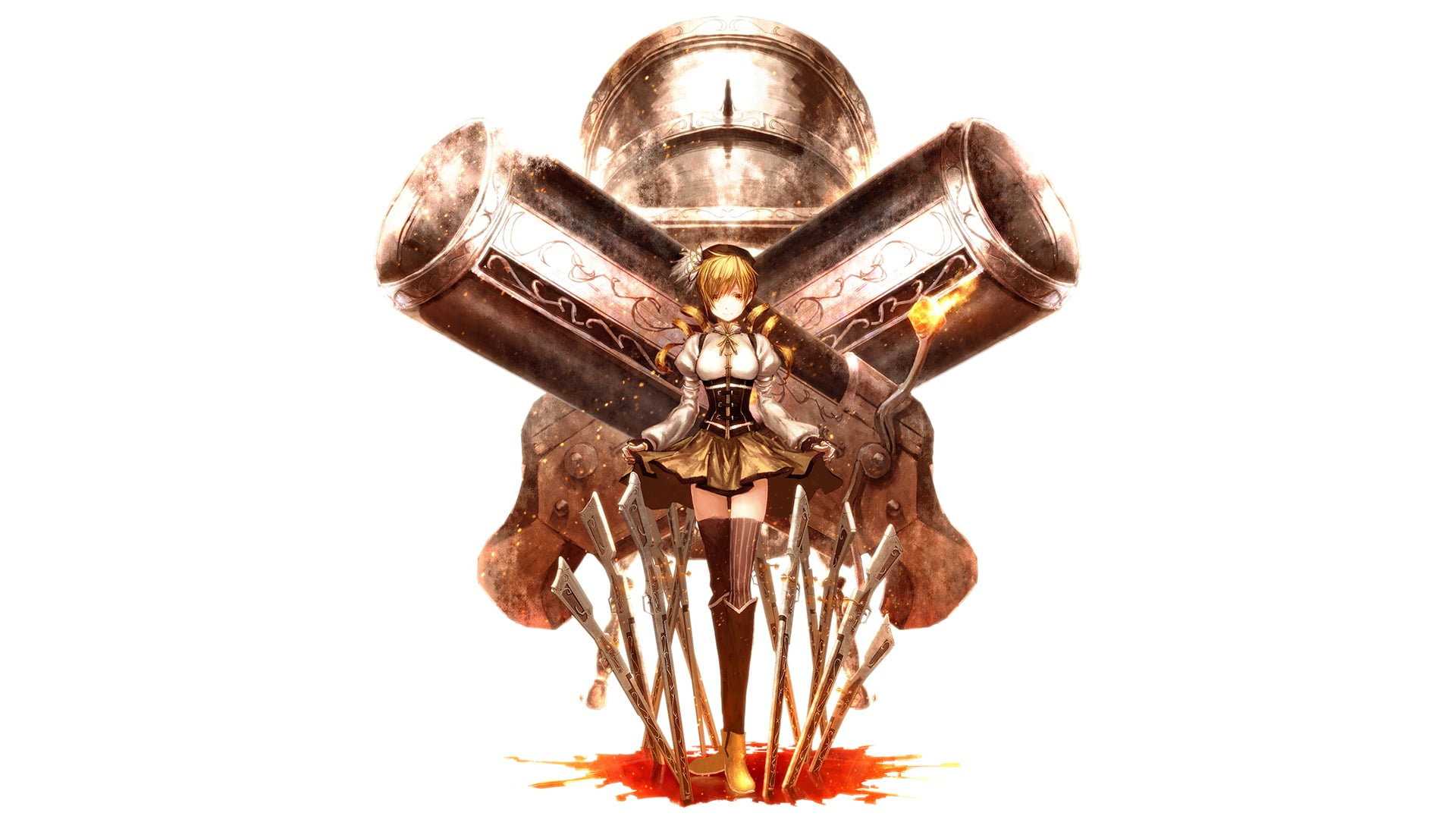 studio shot, Tomoe Mami, nature, no people, technology, lighting equipment, 1080P, low angle view, creativity, metal, old, rusty, still life, anime, close-up, HD Wallpaper