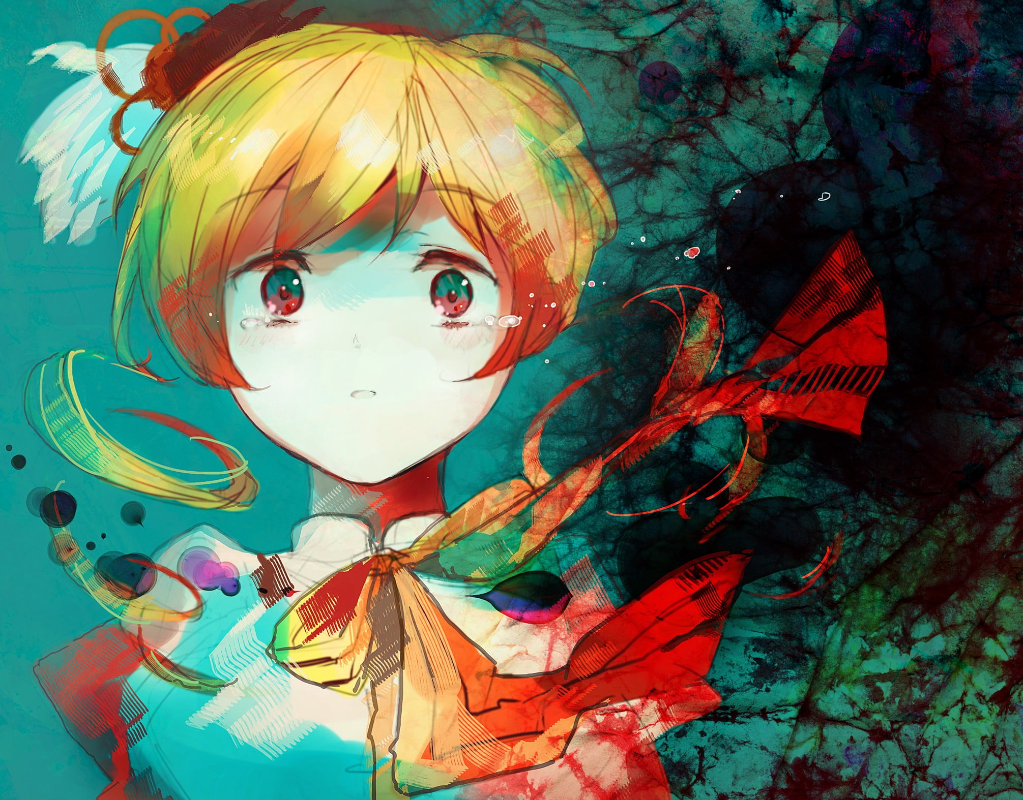 creativity, digital composite, women, paint, leisure activity, headshot, real people, Mahou Shoujo Madoka Magica, human representation, female likeness, HD Wallpaper