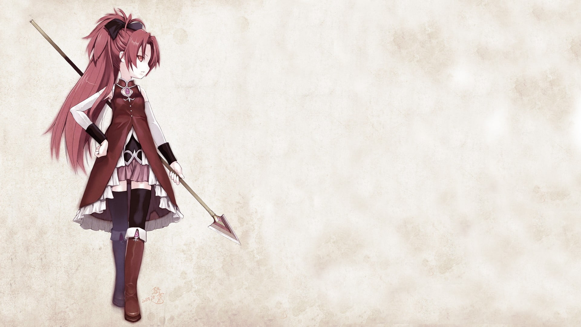 haired, land, day, female, Mahou Shoujo Madoka Magica, one person, men, character, wall - building feature, travel, red, carrying, holding, arts culture and entertainment, HD Wallpaper