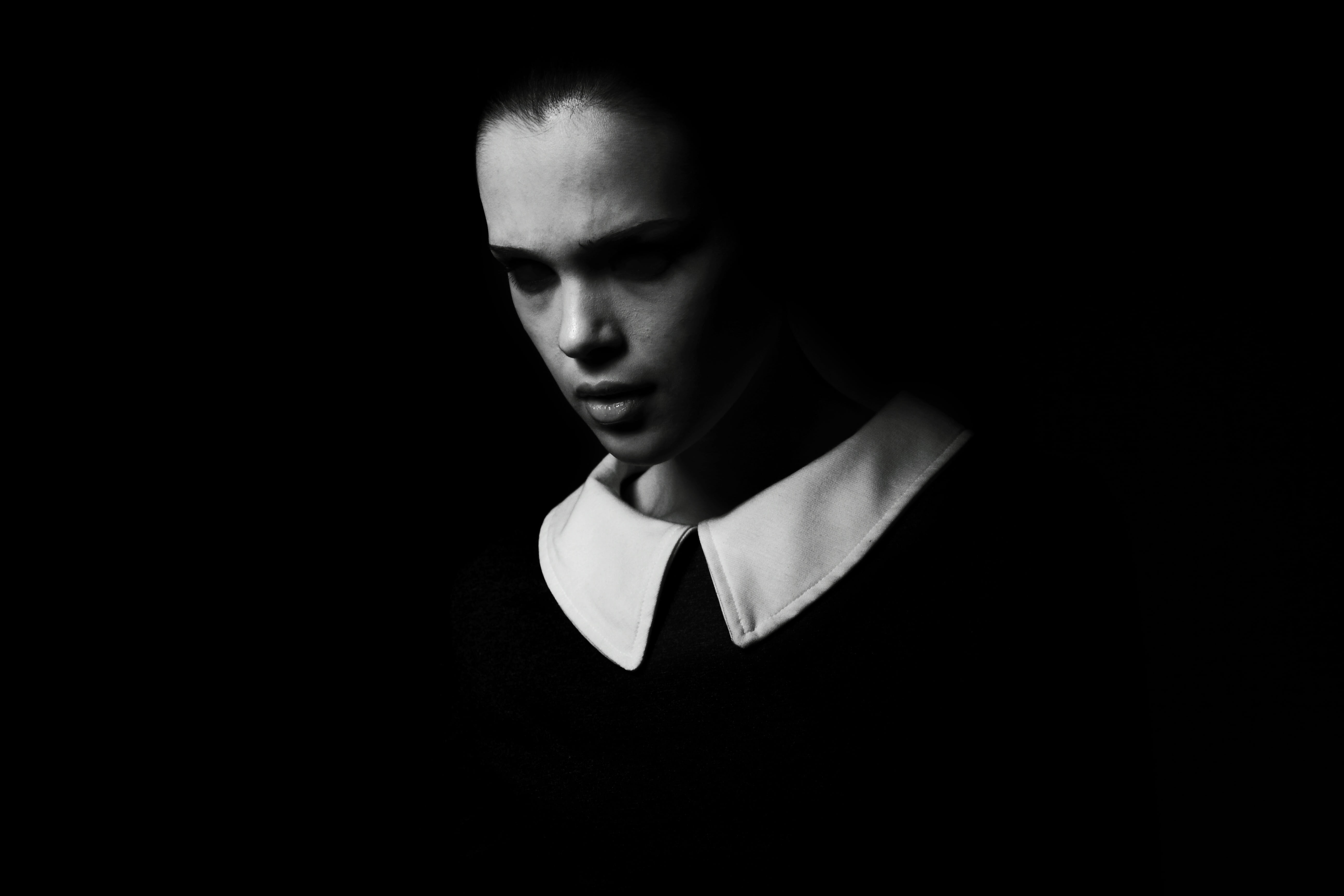 passion, 5K, headshot, beautiful, black, aesthetics, people, close-up, contact, shirt, face, photography, collar, the young woman, overview, young, terrible, HD Wallpaper