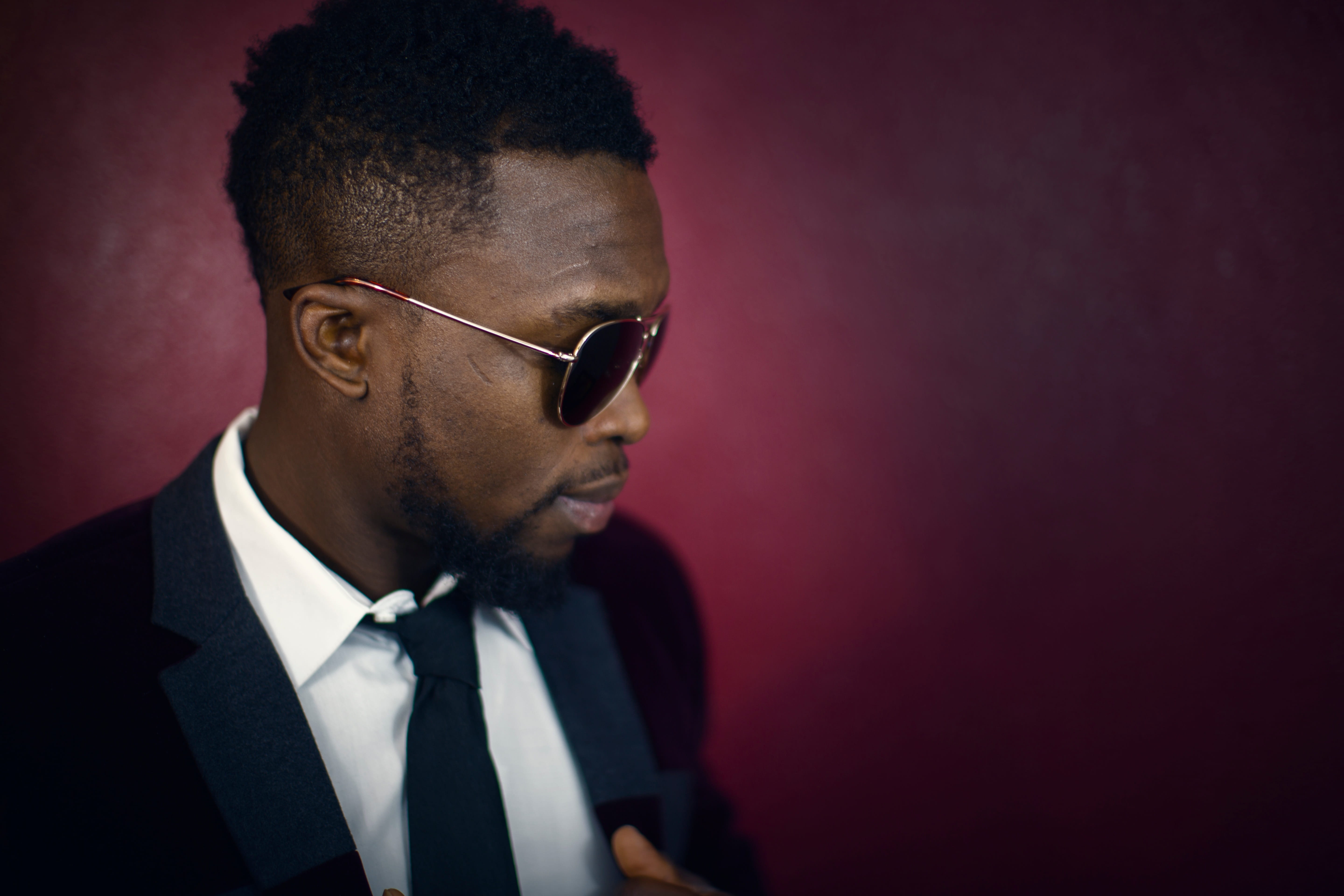 copy space, cool attitude, menswear, black, 5K, men, suit, males, headshot, dress suit, colored background, well-dressed, man, one man only, tie, glasses, HD Wallpaper