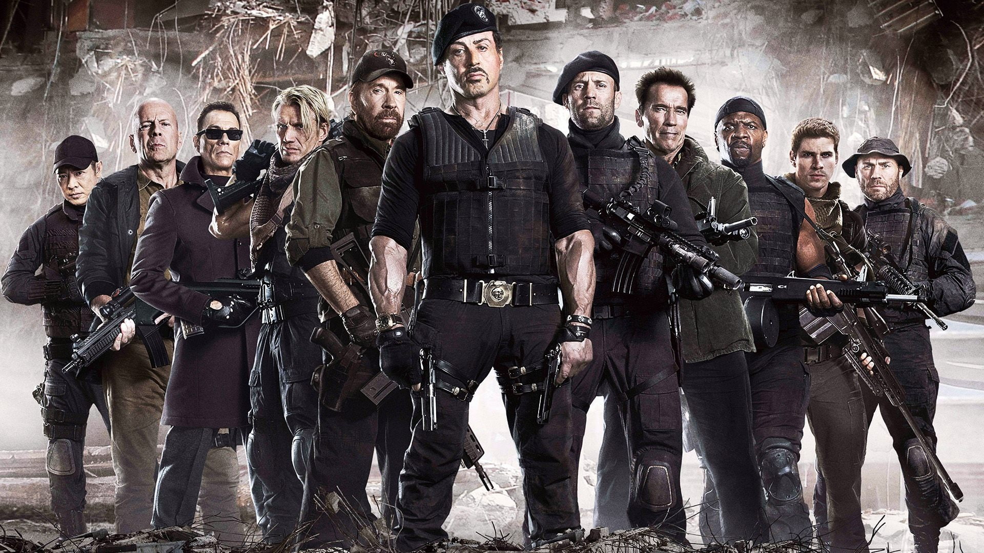 portrait, crowd, standing, hd, group of people, aggression, young men, expendables, weapon, large group of people, architecture, real people, HD Wallpaper