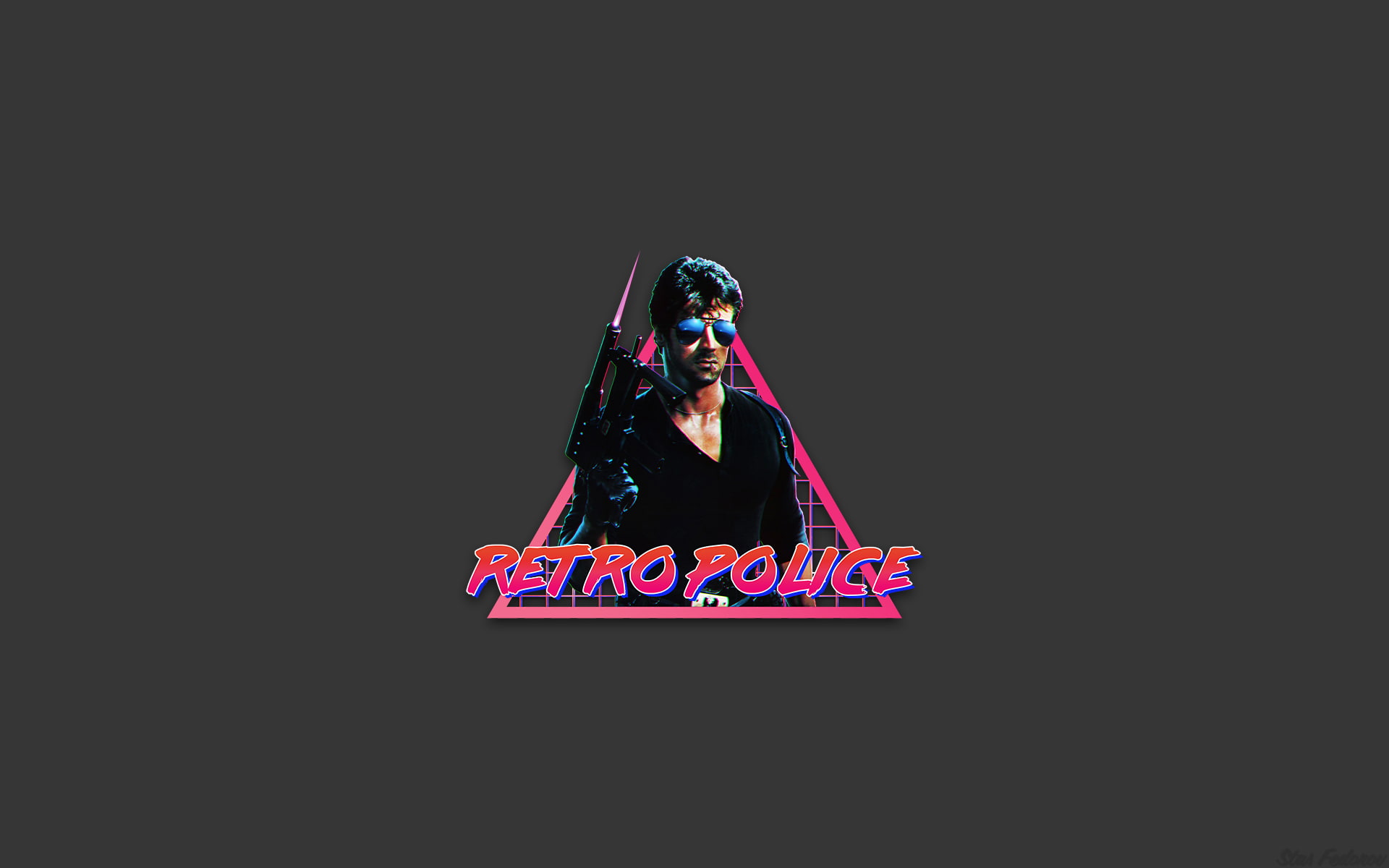 1980s, 1080P, Photoshop, typography, Sylvester Stallone, neon, HD Wallpaper