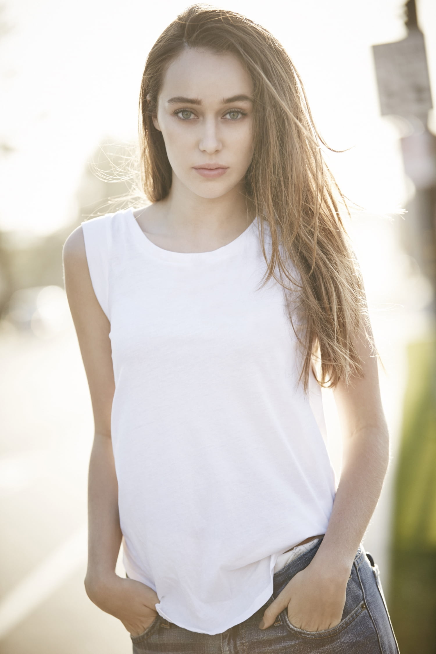 women, looking at viewer, Alycia Debnam Carey, 1080P, brunette, actress, green eyes, long hair, Phone HD Wallpaper