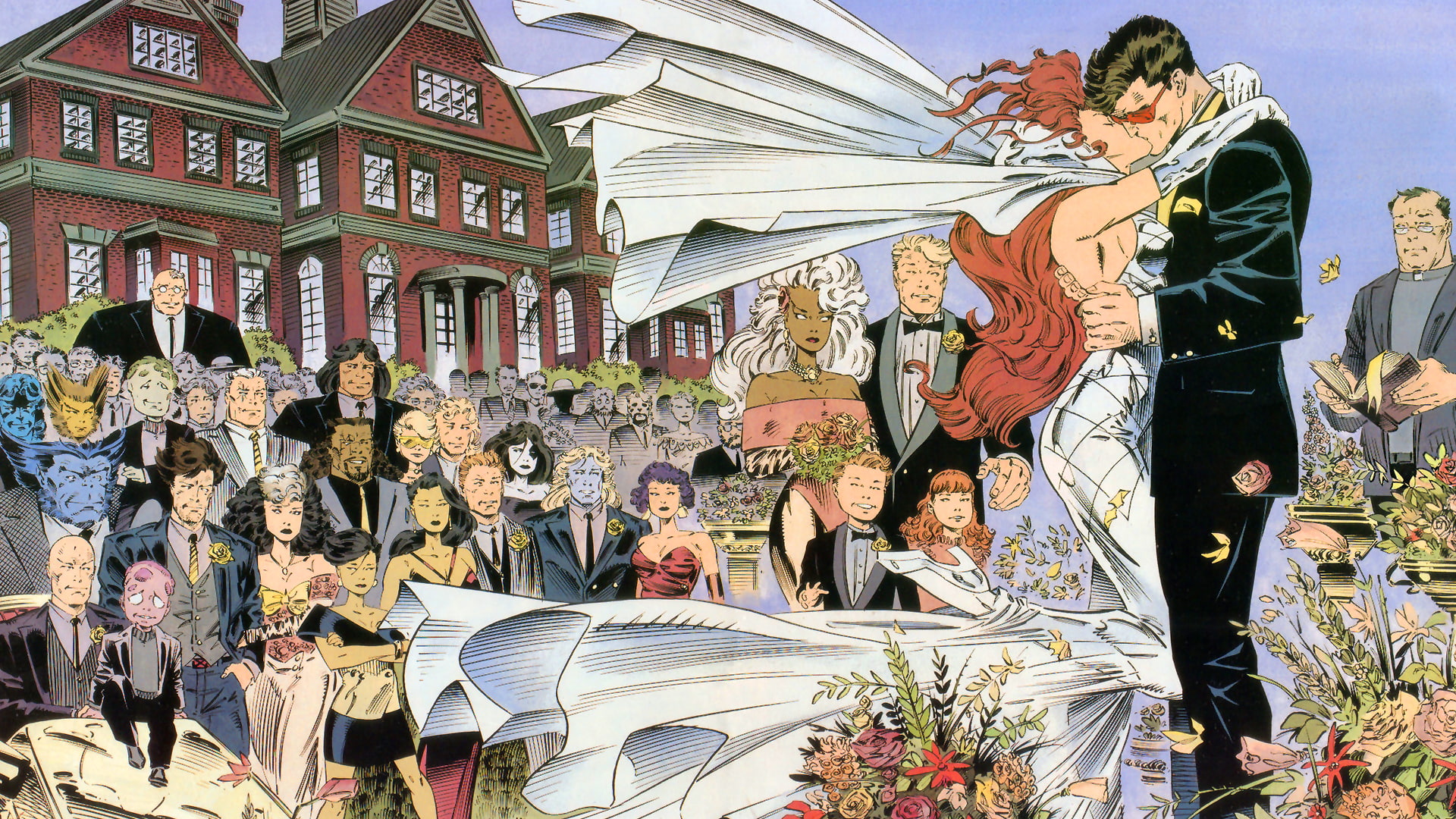 hank, 1080P, x men, mccoy, weddings, xavier, jean, scott, character, storm, beast, summers, grey, charles, kissing, comics, HD Wallpaper