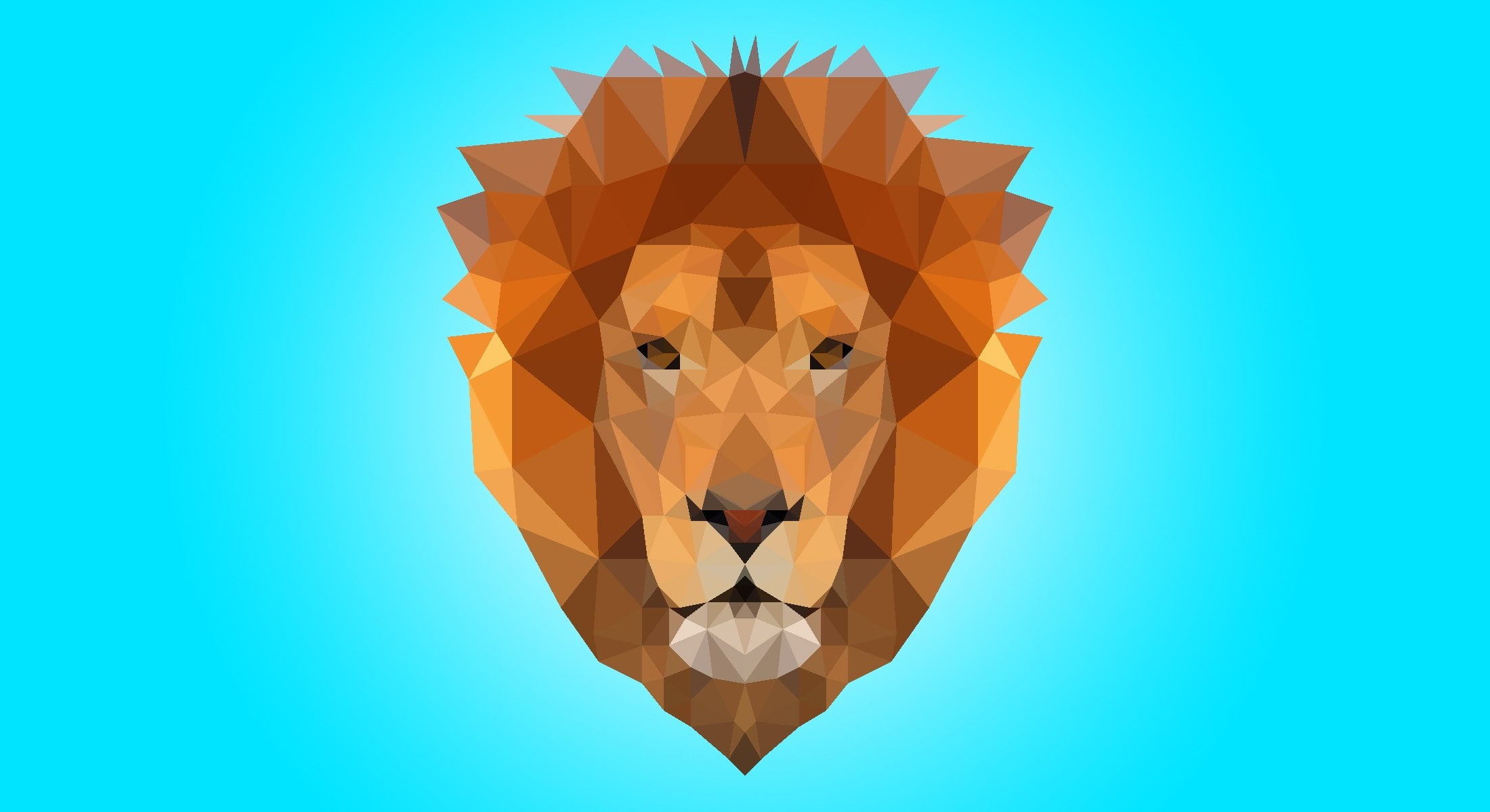 Brown, 1080P, Low Poly, Triangle, Beast (character), blue, lion, HD Wallpaper
