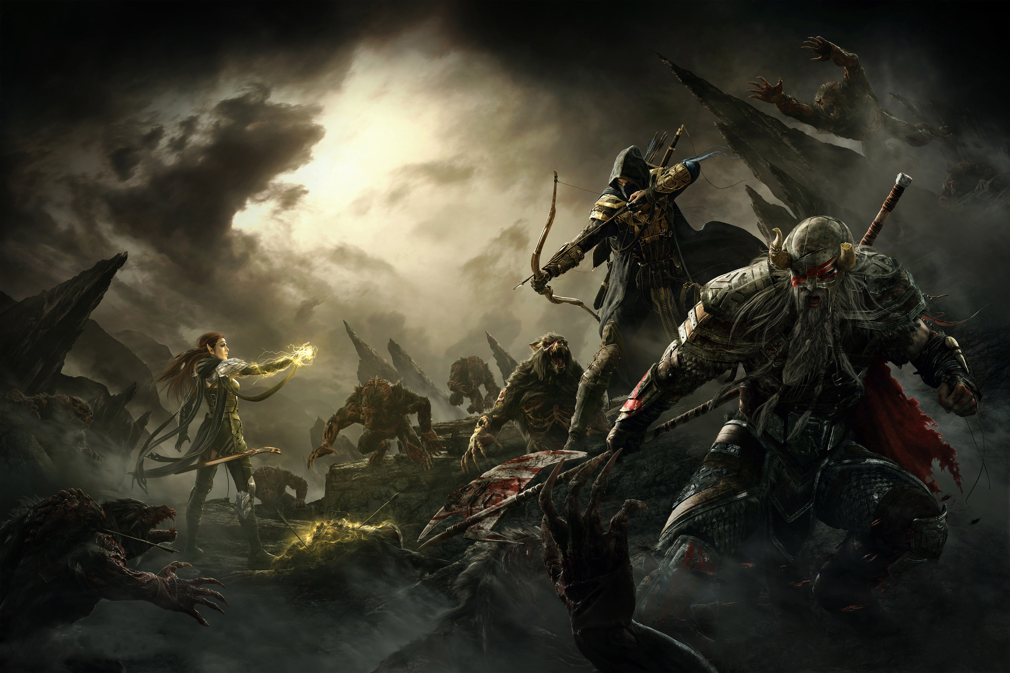 architecture, water, fear, Xbox One, conflict, outdoors, war, PlayStation 4, cloud - sky, arms raised, group of people, people, storm, PC, nature, sea, HD Wallpaper