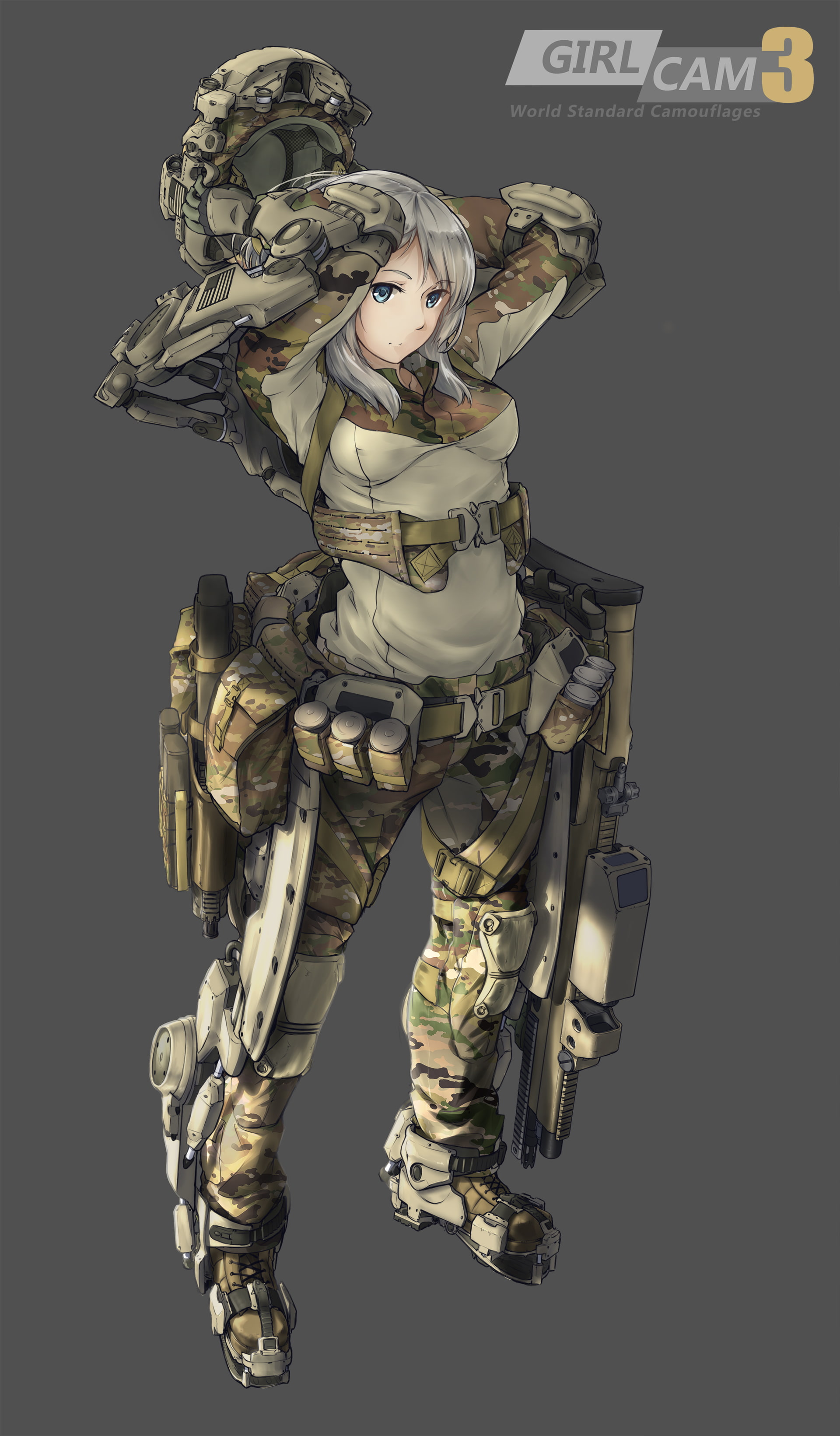 army girl, anime, Exoskeleton, 2K, weapon, Phone HD Wallpaper