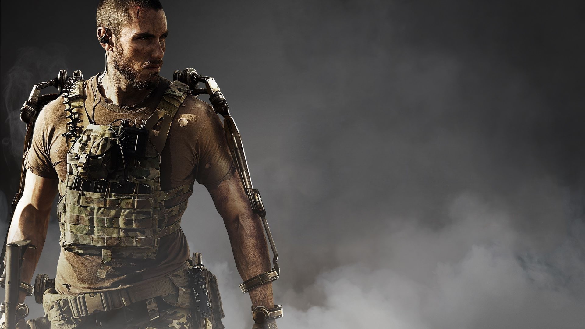 1080P, communication, gun, copy space, facial hair, warrior - person, Advanced warfare, Activision, Sledgehammer games, one person, warning sign, standing, HD Wallpaper