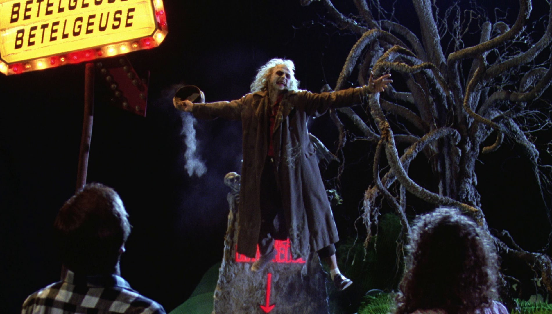 hanging, people, representation, beetlejuice, belief, outdoors, night, black background, celebration, spirituality, religion, 720P, candle, tree, focus on foreground, HD Wallpaper