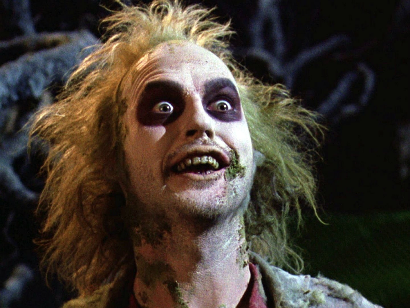 halloween, 720P, human face, emotion, hair, headshot, tangled hair, messy, smiling, Comedy, contemplation, Beetlejuice, portrait, fantasy, looking up, HD Wallpaper