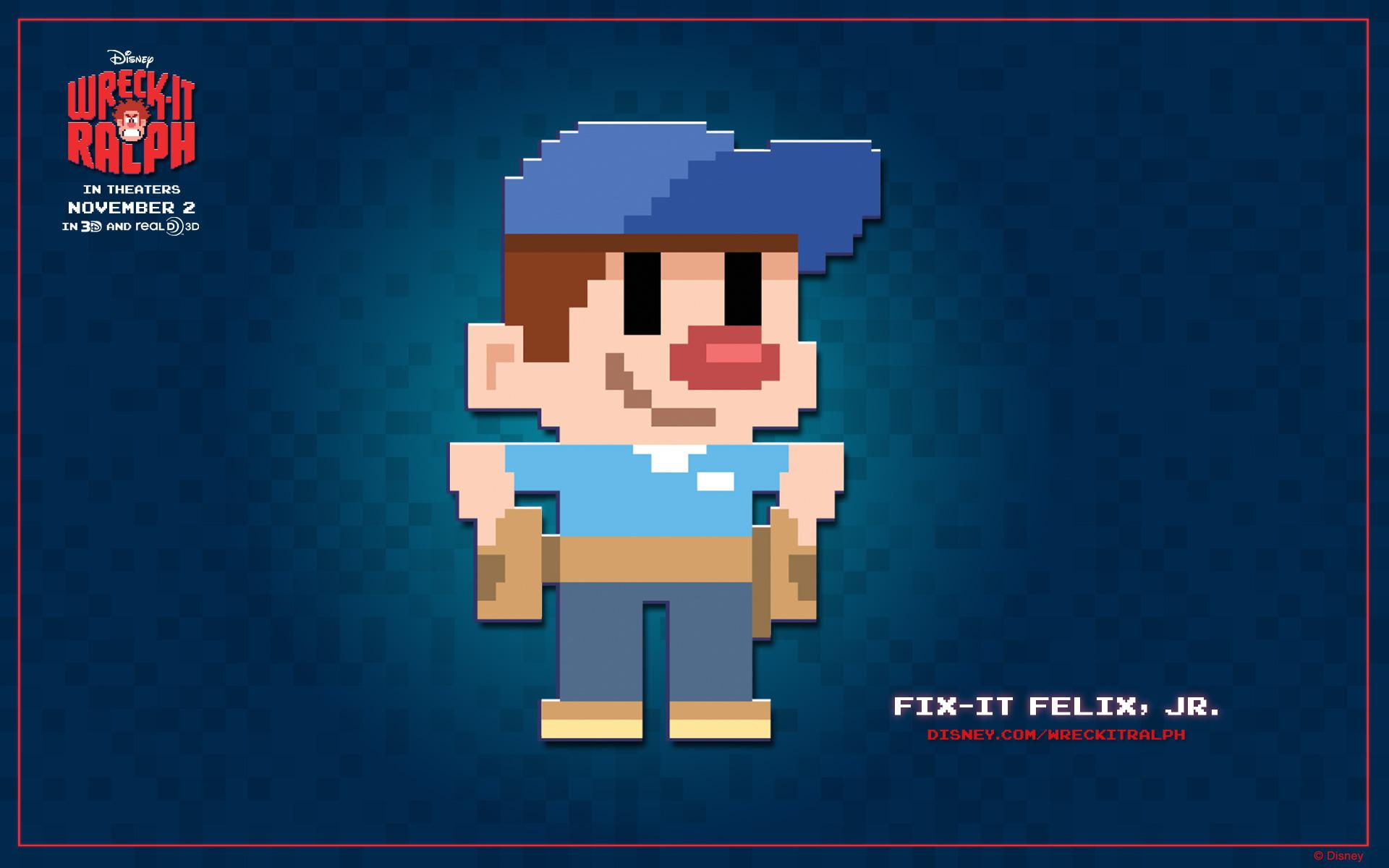 1920x1200, bit, 1080P, wreck, jr, ralph, wreck-it ralph, fix, cartoons, felix, HD Wallpaper
