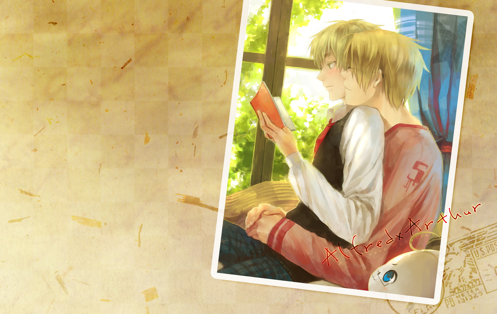 books, 720P, powers, yaoi, usa, blondes, kirkland, united, reading, england, anime, arthur, axis, jones, alfred, hetalia, kingdom, HD Wallpaper