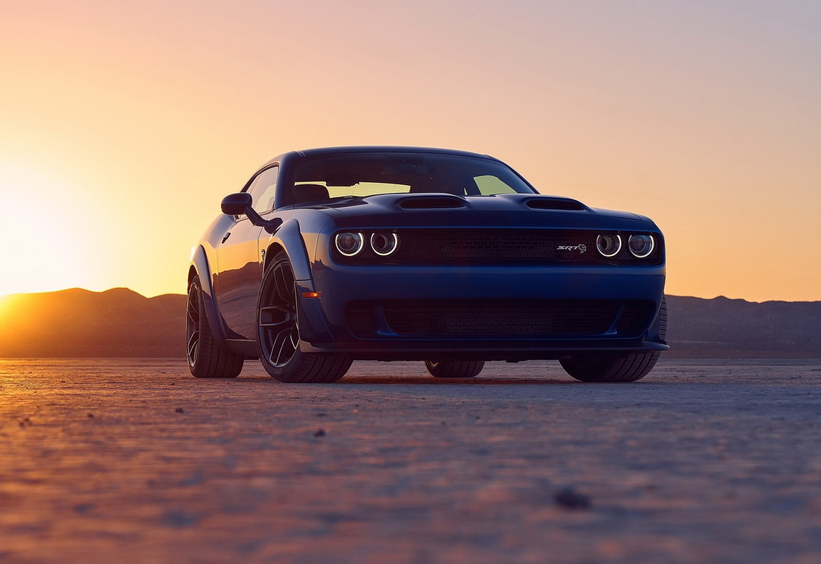copy space, selective focus, motion, sunlight, road, srt, travel, outdoors, dodge, journey, mode of transportation, sports car, 720P, road trip, blue, HD Wallpaper