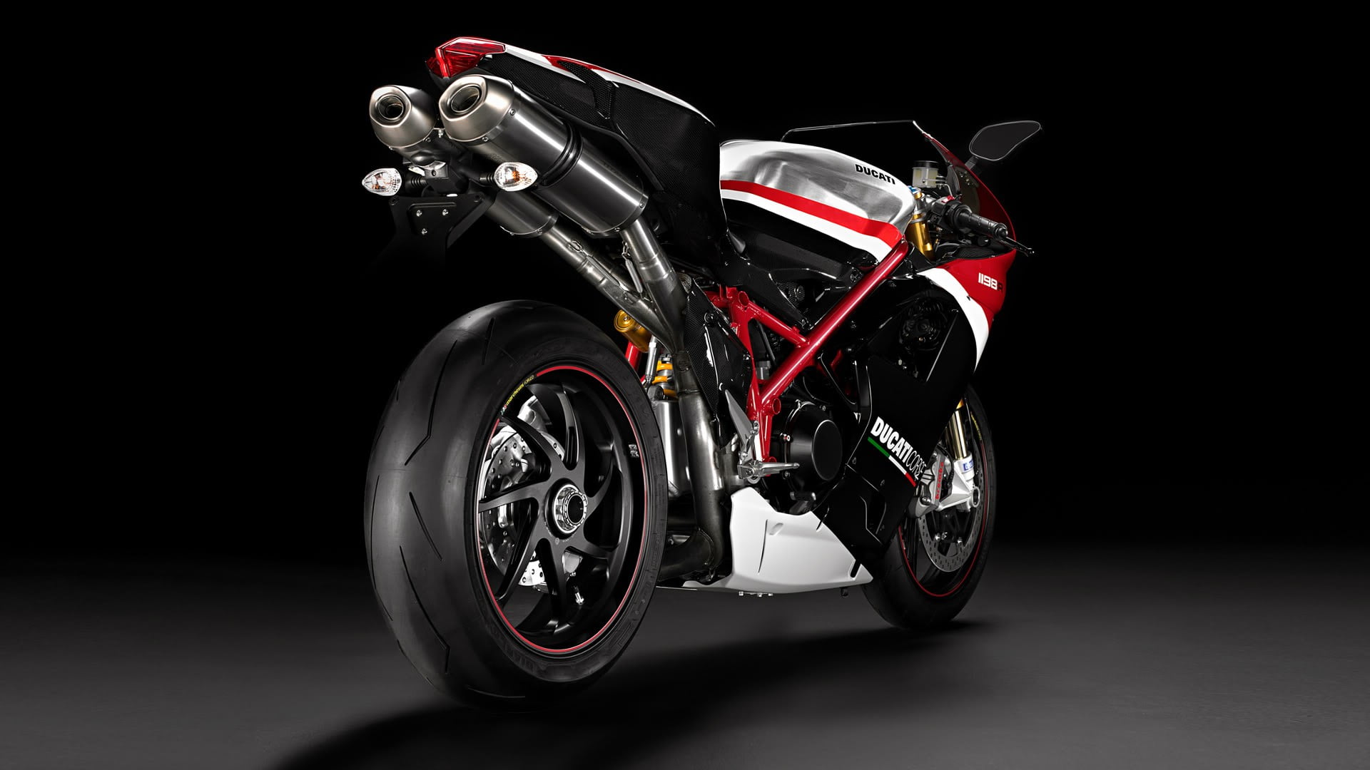 red, wheel, Ducati, black color, superbike, land vehicle, chrome, motorcycle, mode of transportation, retro styled, 1080P, cut out, speed, black, black background, HD Wallpaper