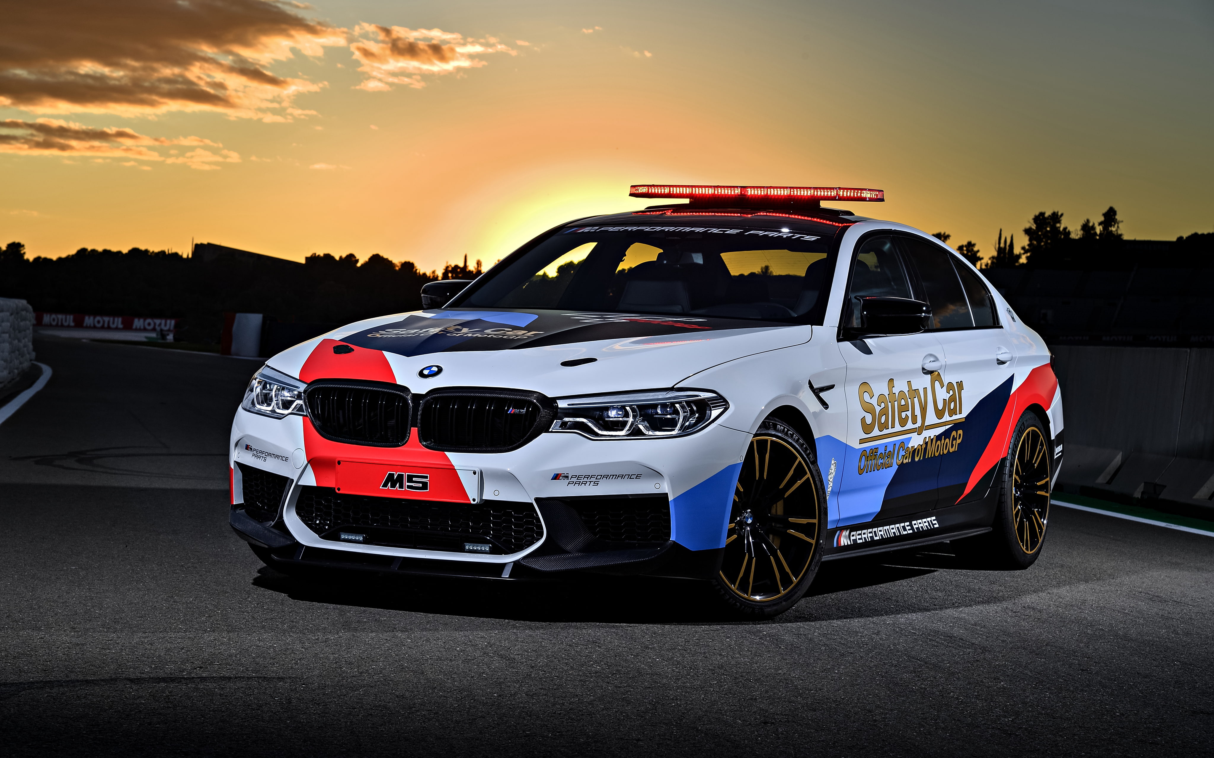 security, street, bmw, red, outdoors, Car, city, road, MotoGP, sunset, no people, 2018, land vehicle, stationary, mode of transportation, 4K, k, transportation, HD Wallpaper